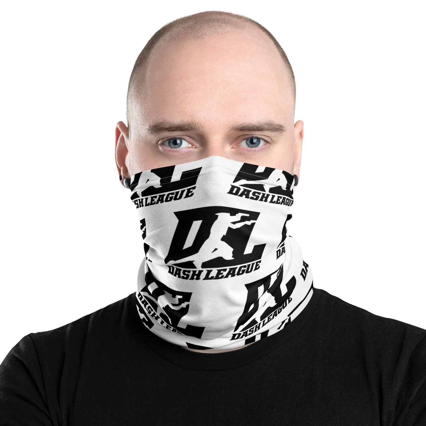 Polaina para el cuello con estampado de logotipo DL en color negro