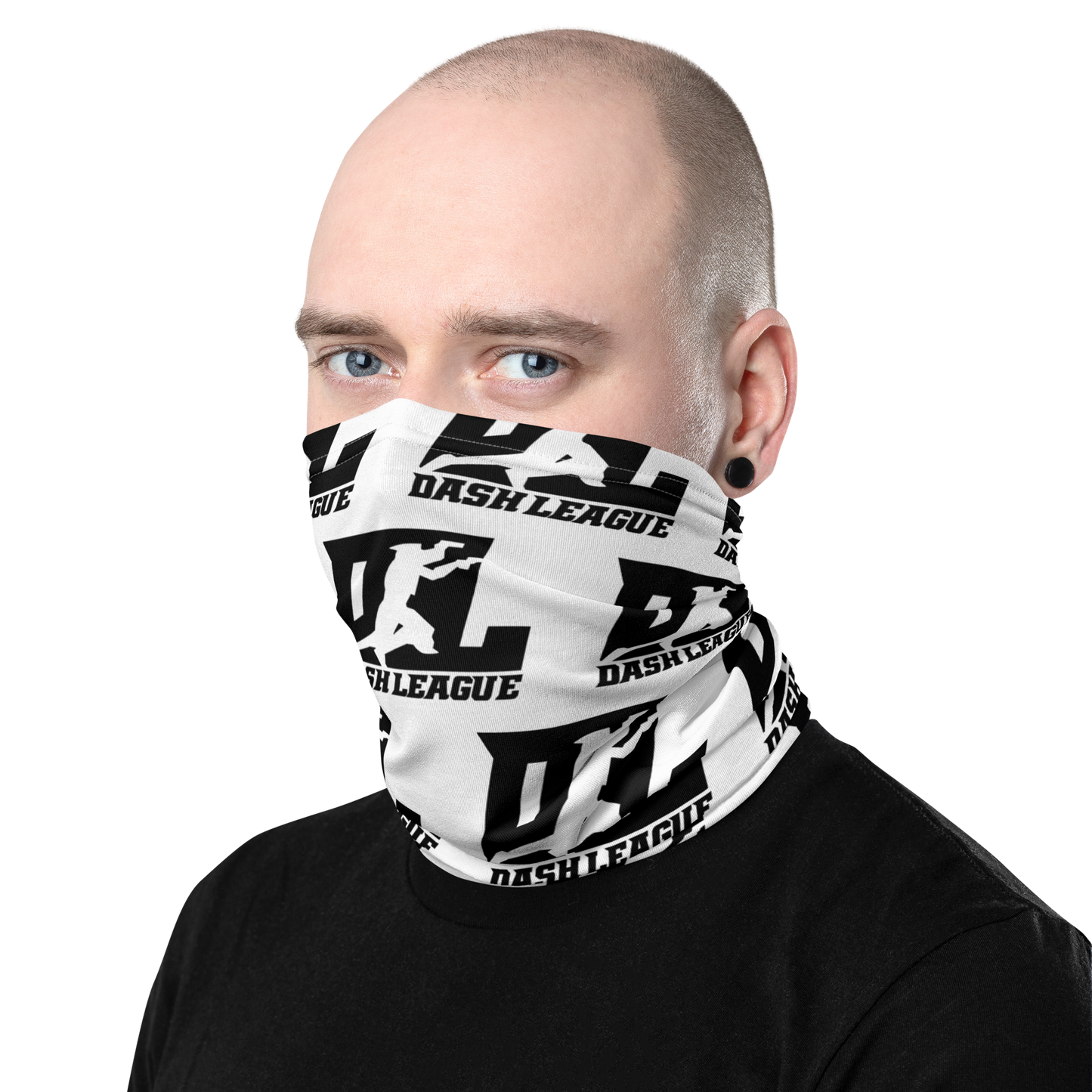 Polaina para el cuello con estampado de logotipo DL en color negro