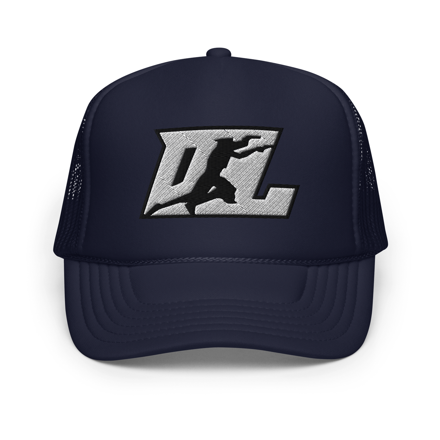 Trucker Cap White with Black Outline DL Logo