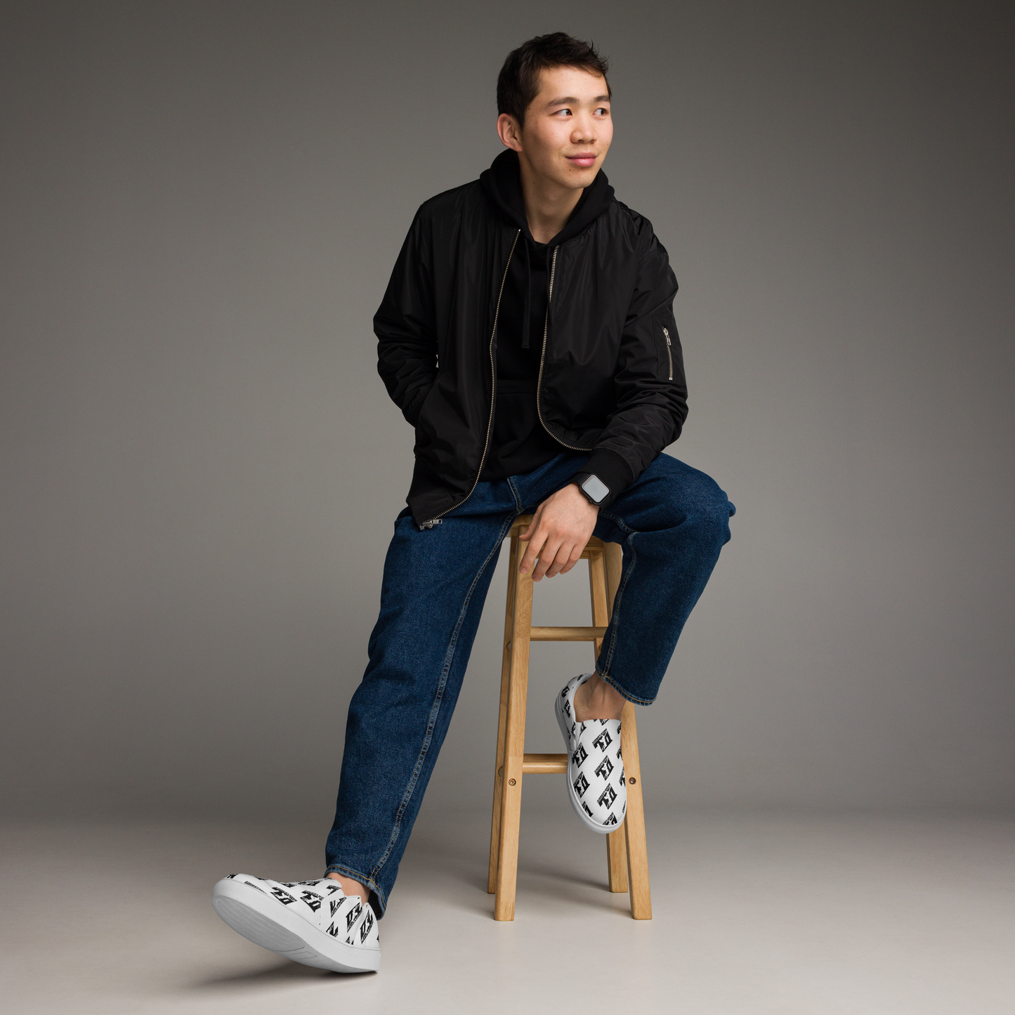 Chaussure pour homme noire avec motif logo DL