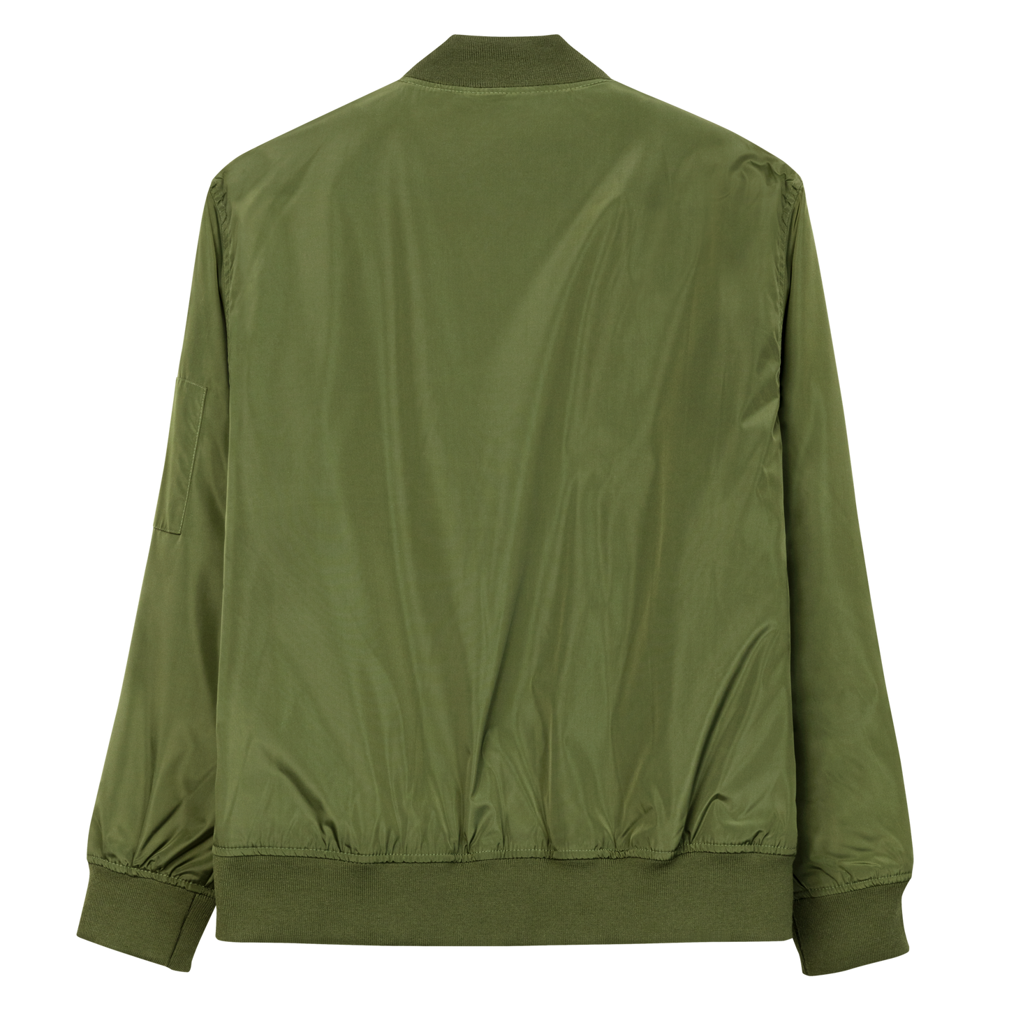 Chaqueta bomber bordada en blanco con logotipo DL en contorno negro