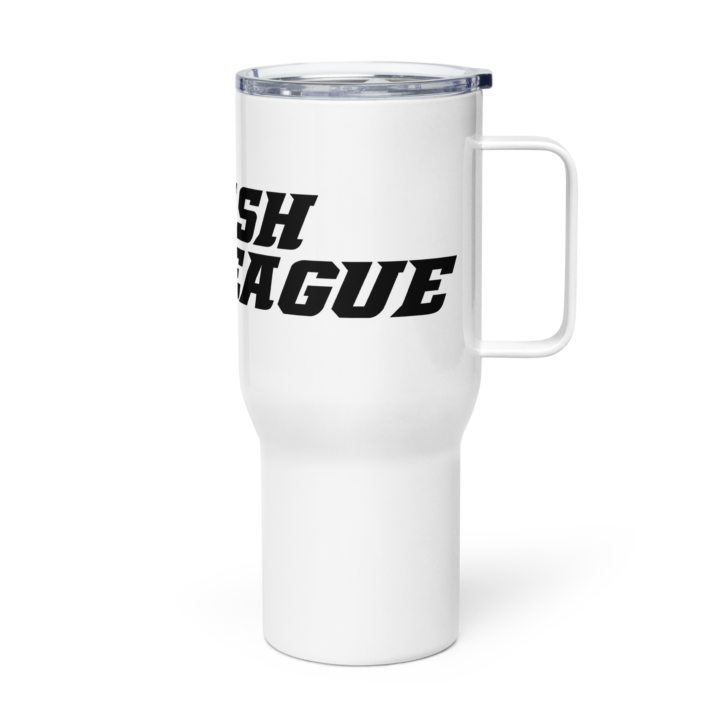 Taza de viaje negra ancha con logotipo DL