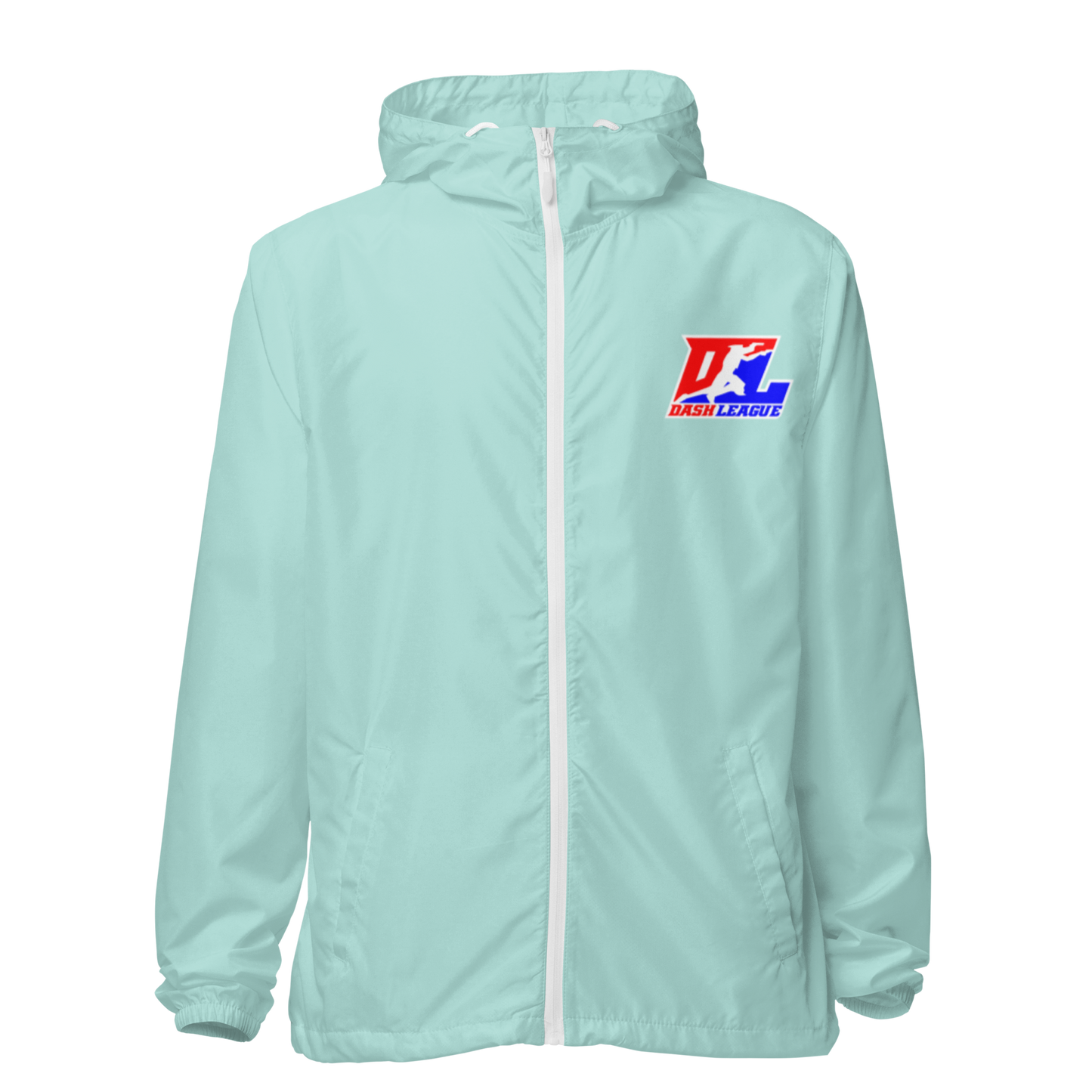 Cortavientos unisex de color blanco con logotipo DL (delante y detrás)