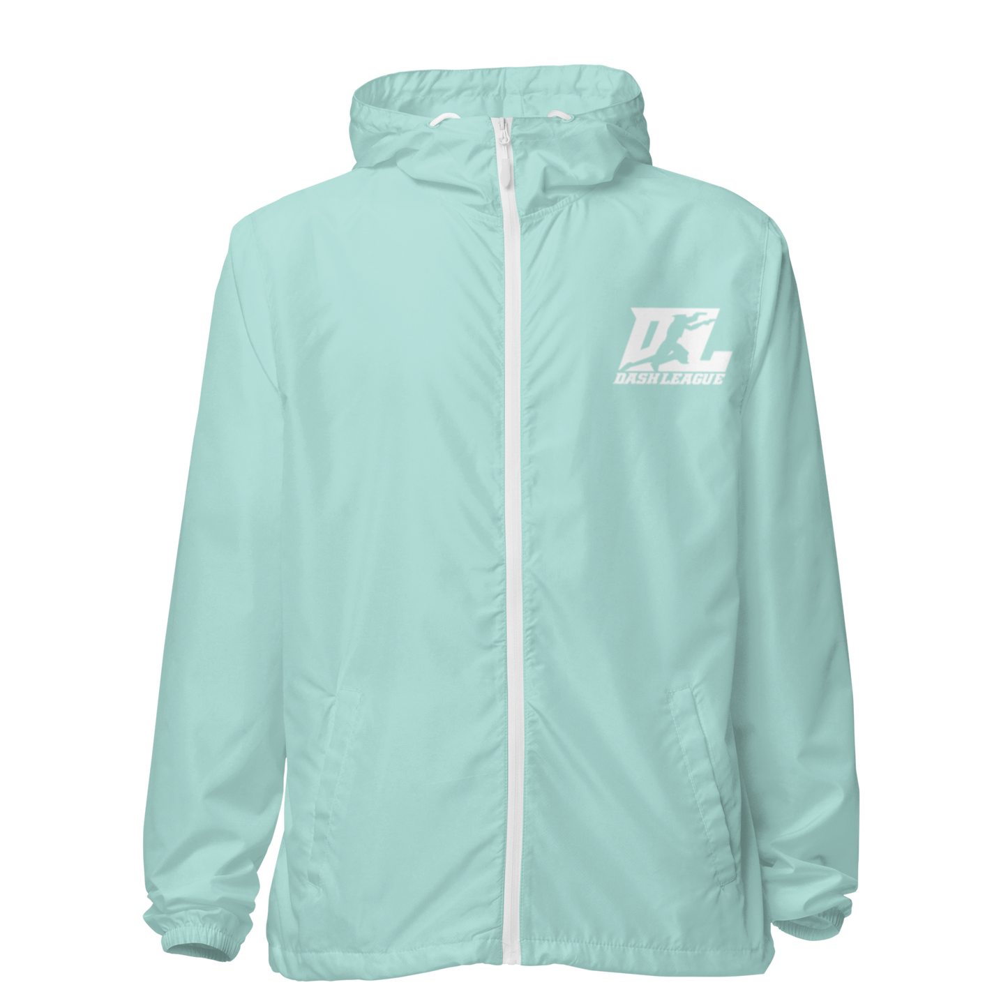 Cortavientos unisex blanco con logotipo DL (delante y detrás)