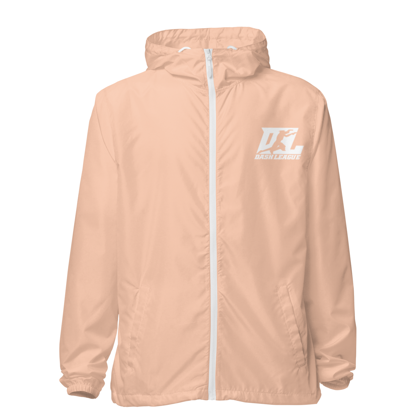 Cortavientos unisex blanco con logotipo DL (delante y detrás)