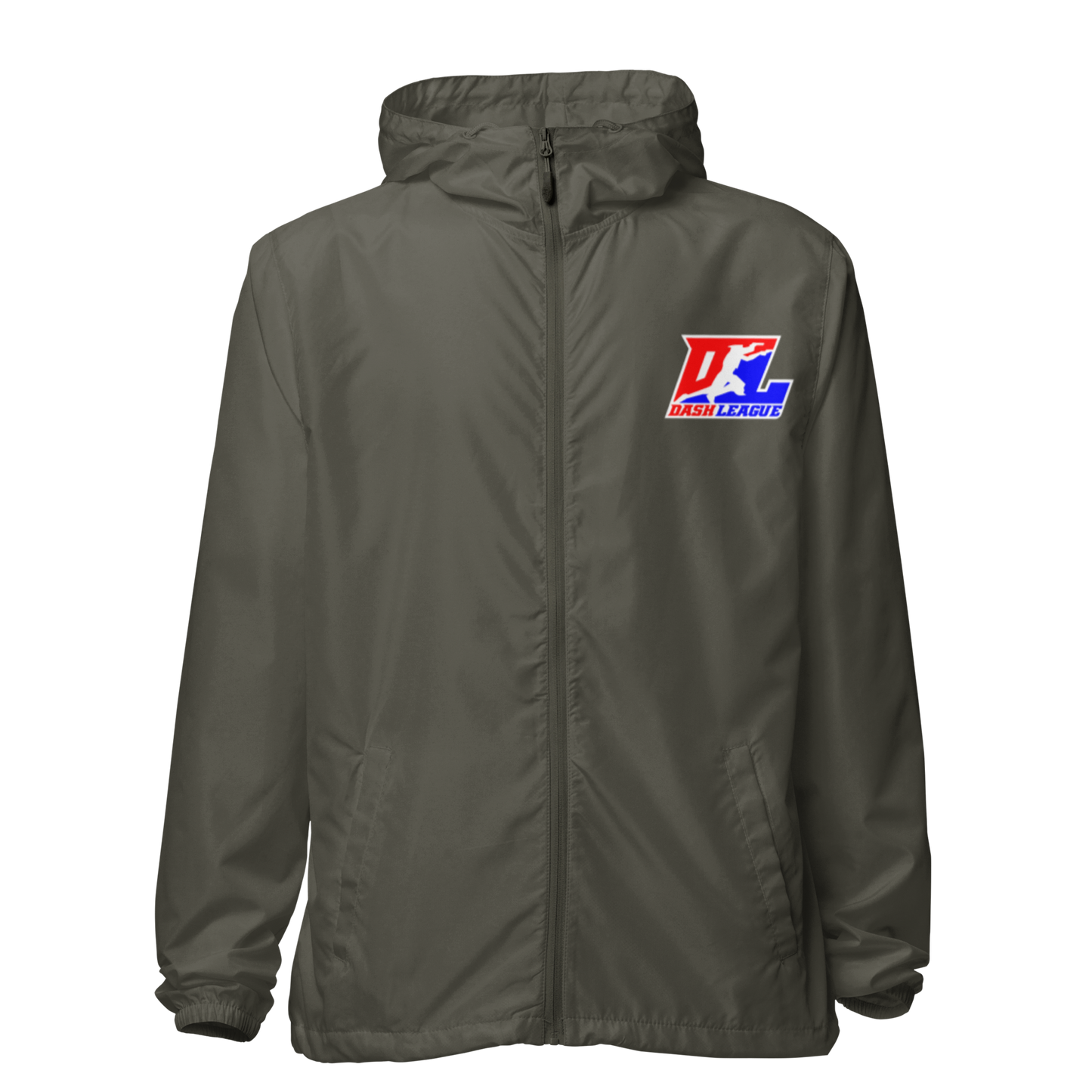Cortavientos unisex de color blanco con logotipo DL (delante y detrás)