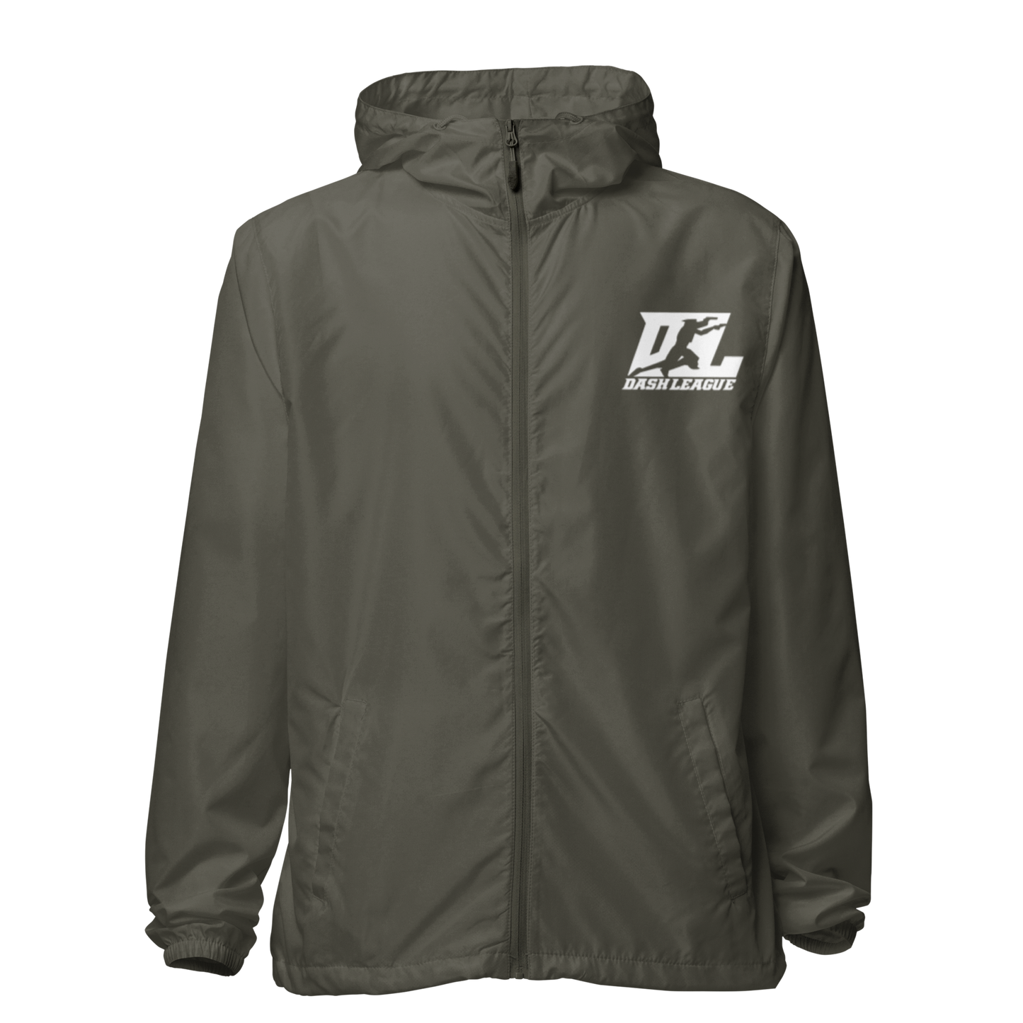 Cortavientos unisex blanco con logotipo DL (delante y detrás)