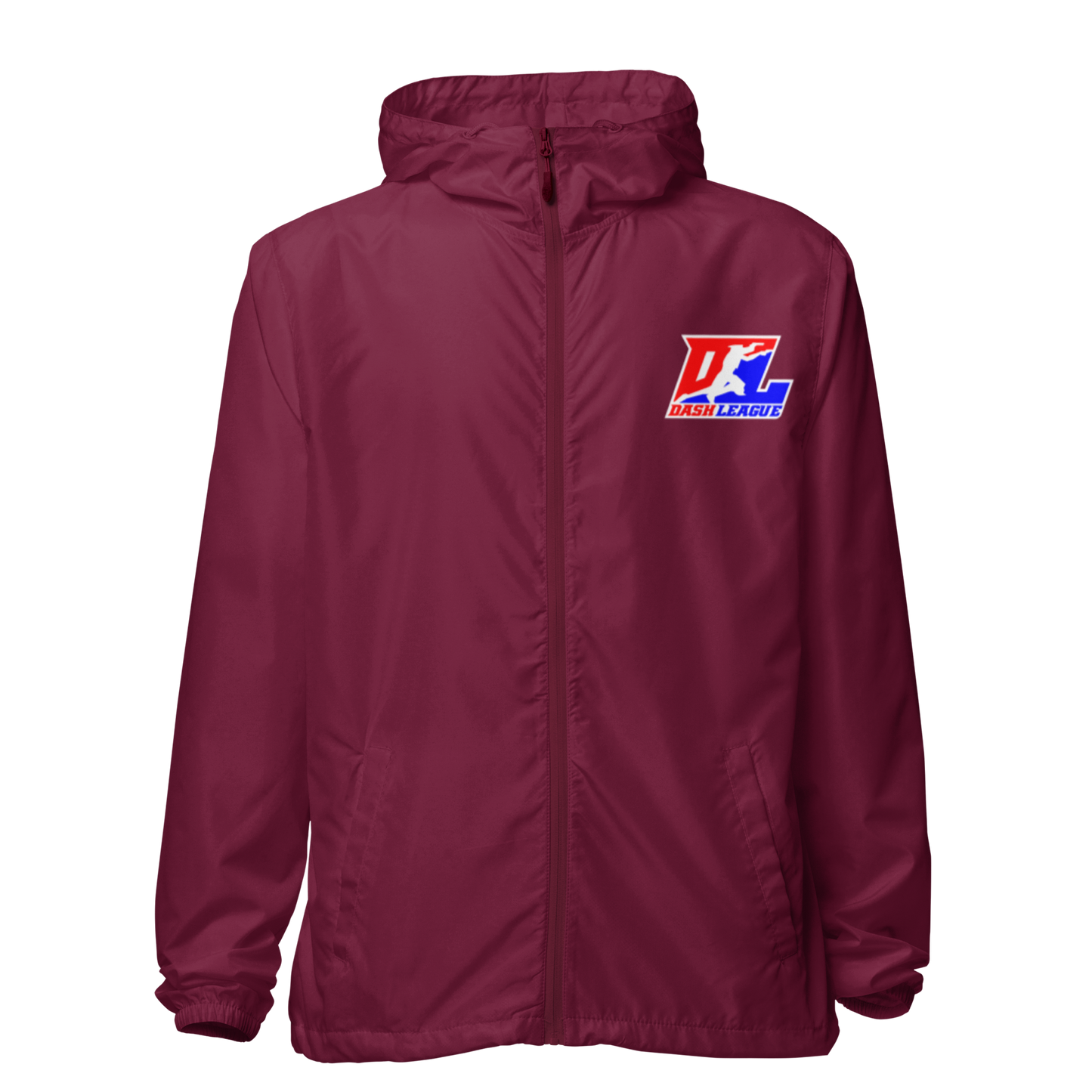 Cortavientos unisex de color blanco con logotipo DL (delante y detrás)