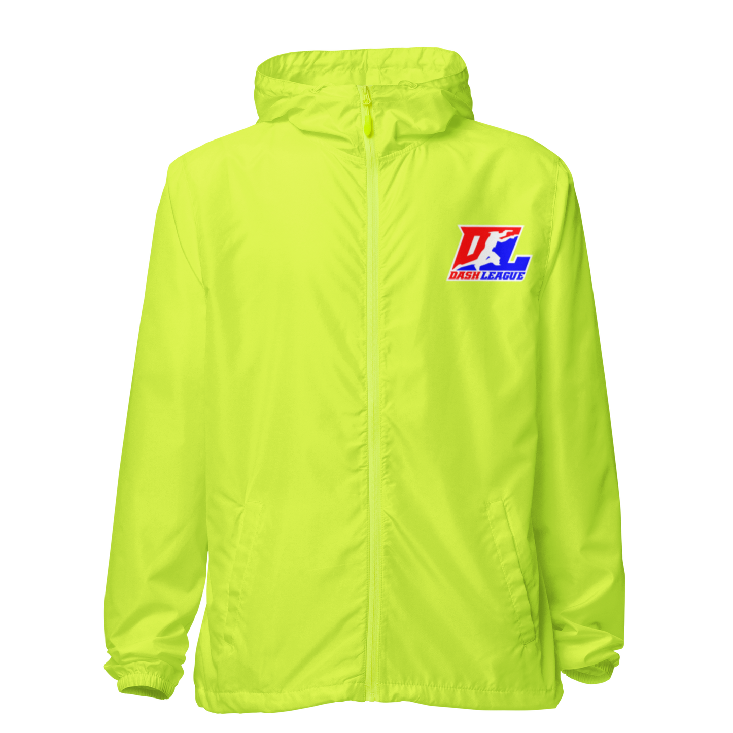 Cortavientos unisex de color blanco con logotipo DL (delante y detrás)