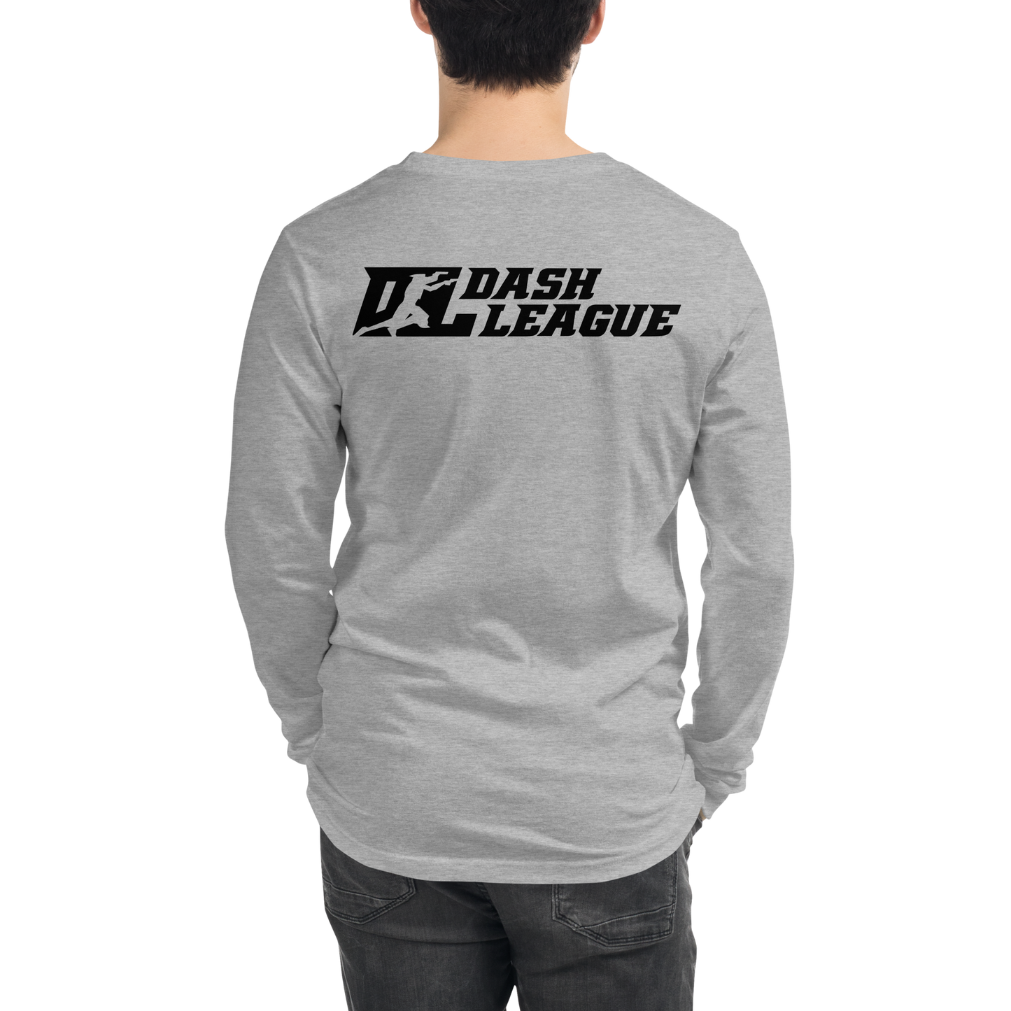 Camisa unisex de manga larga con logotipo DL de contorno negro (parte delantera y trasera)