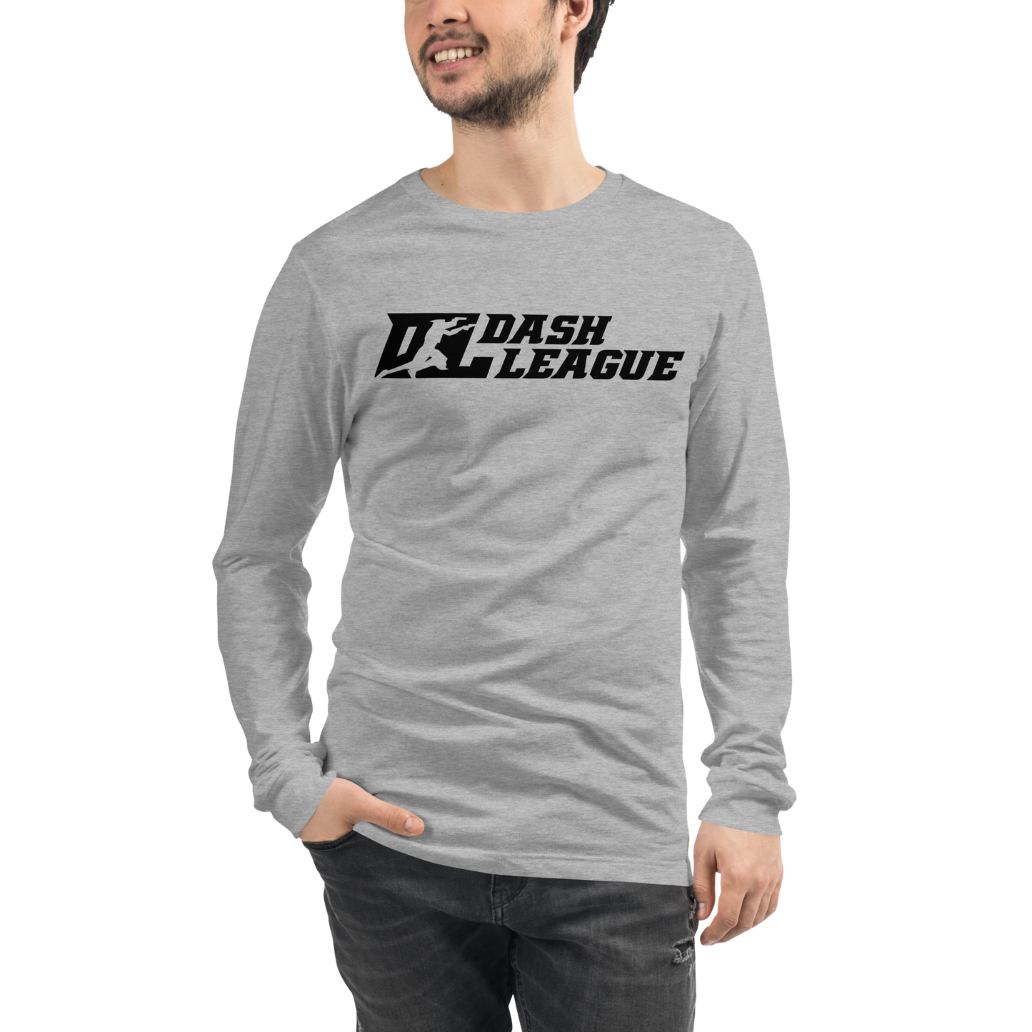 Camisa unisex de manga larga negra con logotipo DL ancho