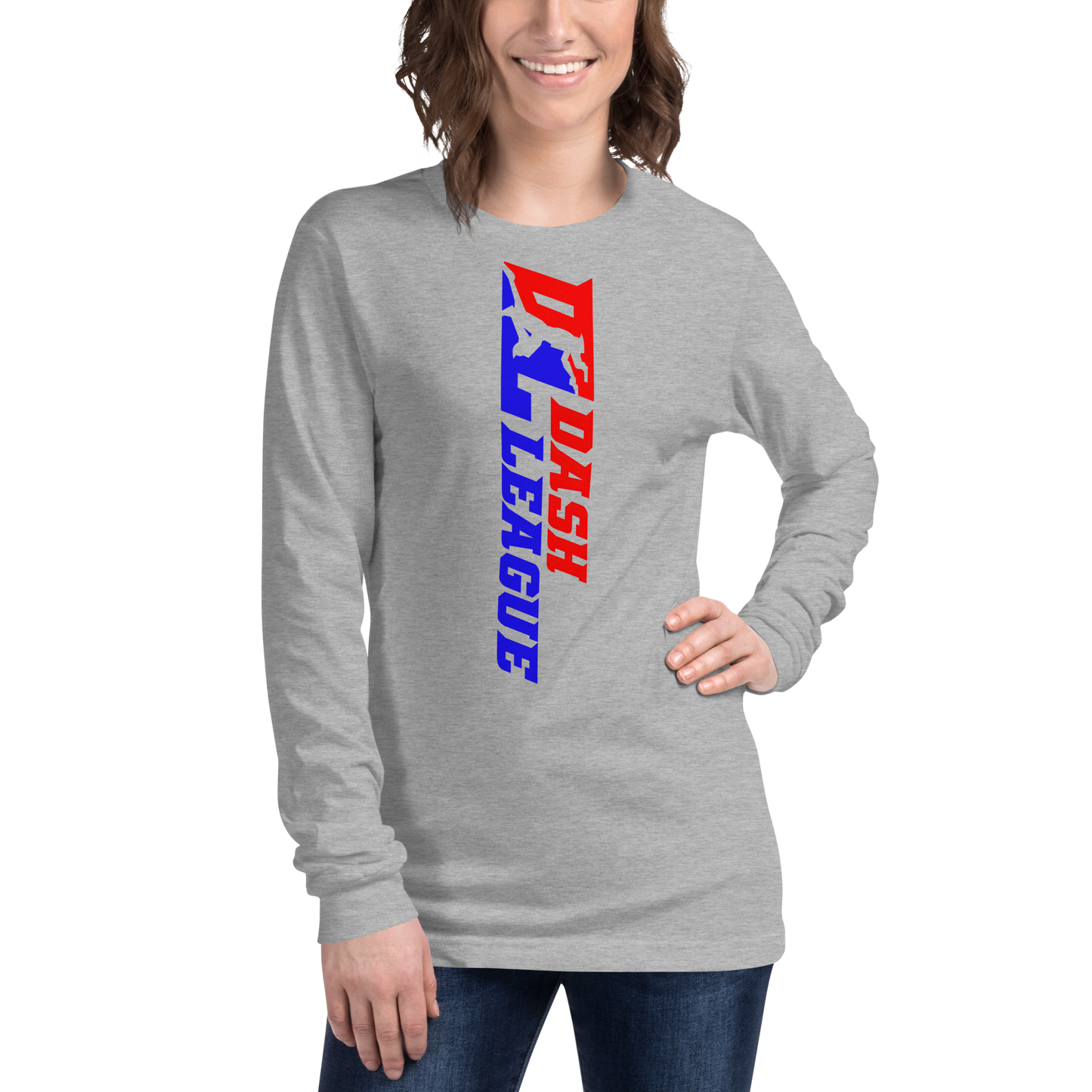 Camisa unisex de manga larga con logotipo DL de color ancho (delante y detrás)