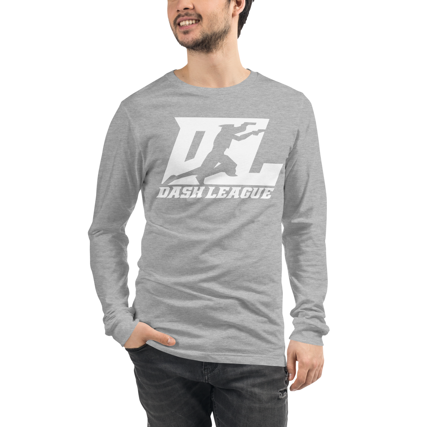 Camisa unisex de manga larga blanca con logotipo DL