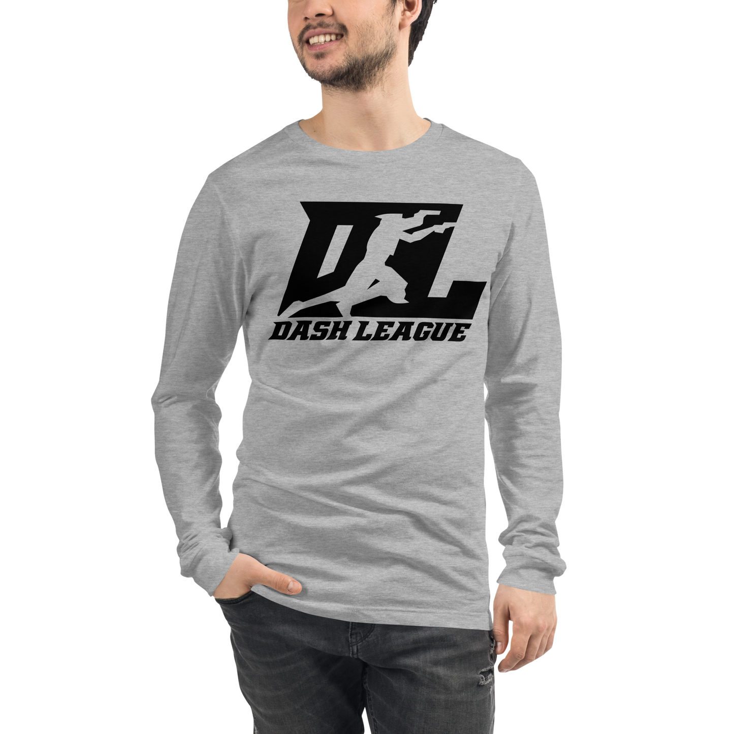 Camisa unisex de manga larga negra con logotipo DL