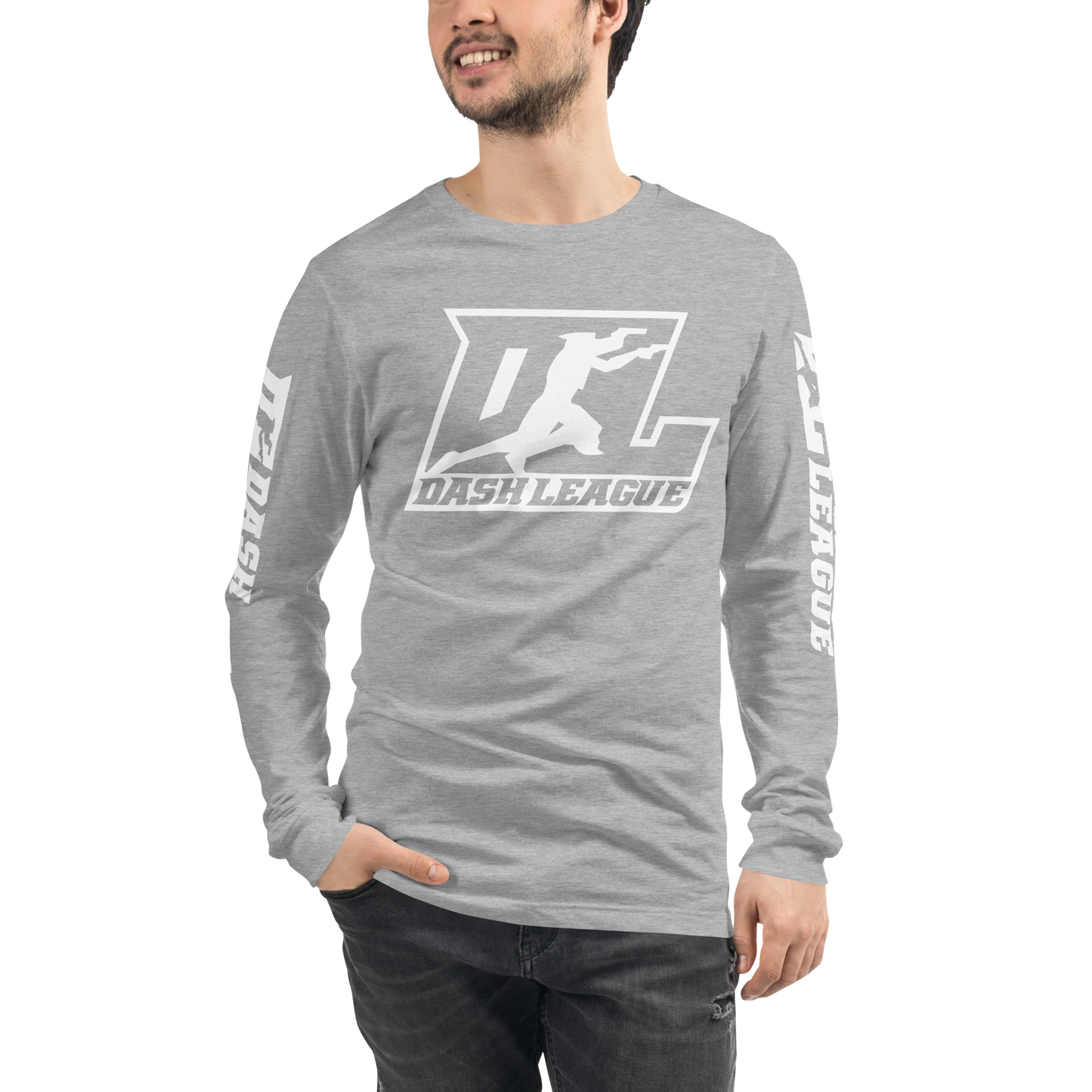 Long Sleeve Shirt White Outline DL Logo (Front+Sleeves)