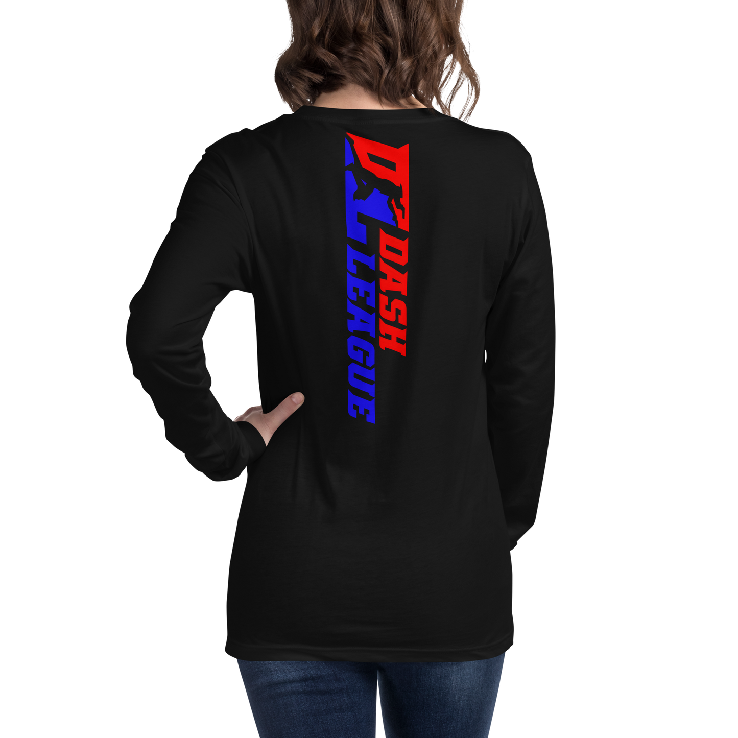 Camisa unisex de manga larga con logotipo DL de color ancho (delante y detrás)