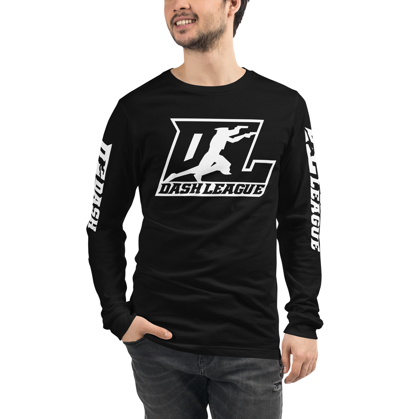 Long Sleeve Shirt White Outline DL Logo (Front+Sleeves)