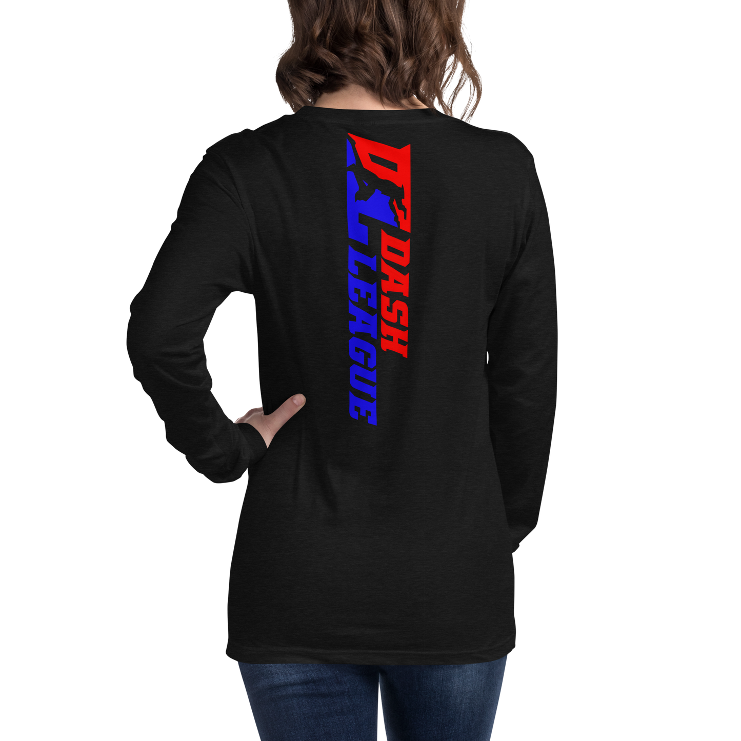 Camisa unisex de manga larga con logotipo DL de color ancho (delante y detrás)