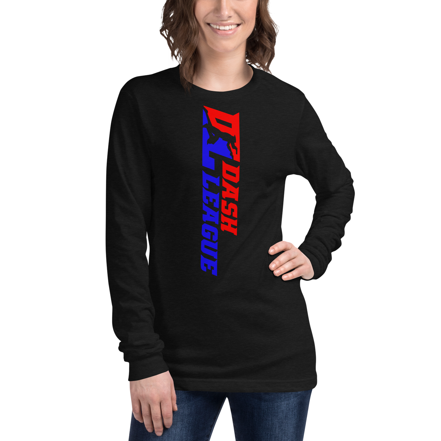 Camisa unisex de manga larga con logotipo DL de color ancho (delante y detrás)