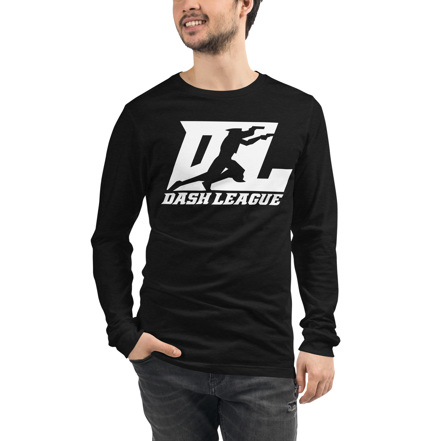 Camisa unisex de manga larga blanca con logotipo DL