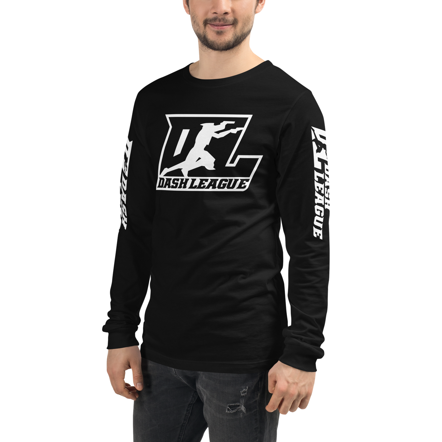 Long Sleeve Shirt White Outline DL Logo (Front+Sleeves)