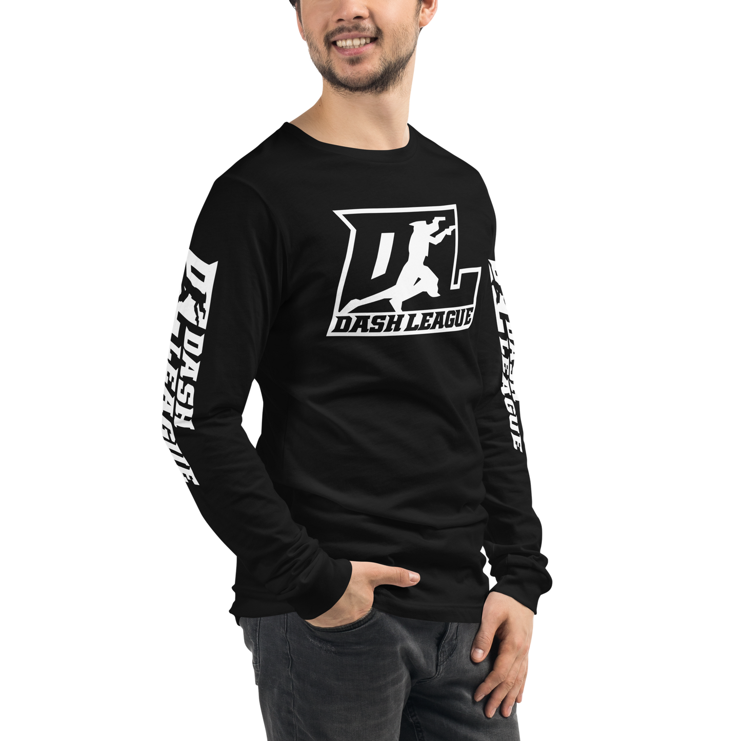 Long Sleeve Shirt White Outline DL Logo (Front+Sleeves)