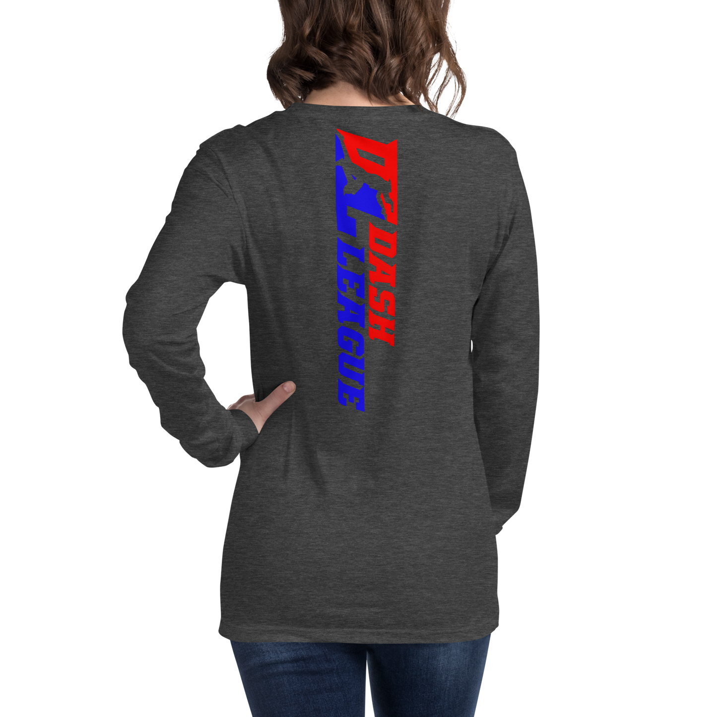 Camisa unisex de manga larga con logotipo DL de color ancho (delante y detrás)
