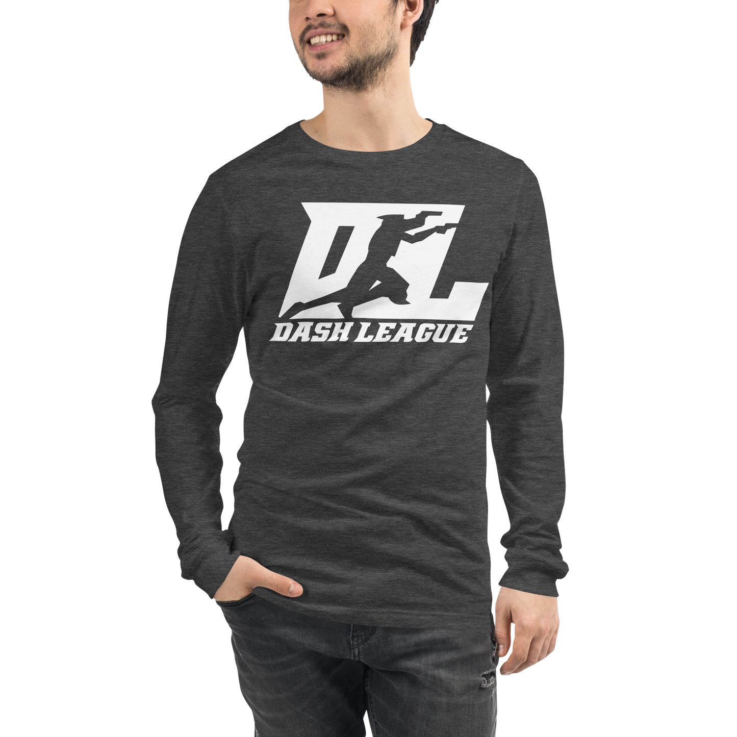 Camisa unisex de manga larga blanca con logotipo DL