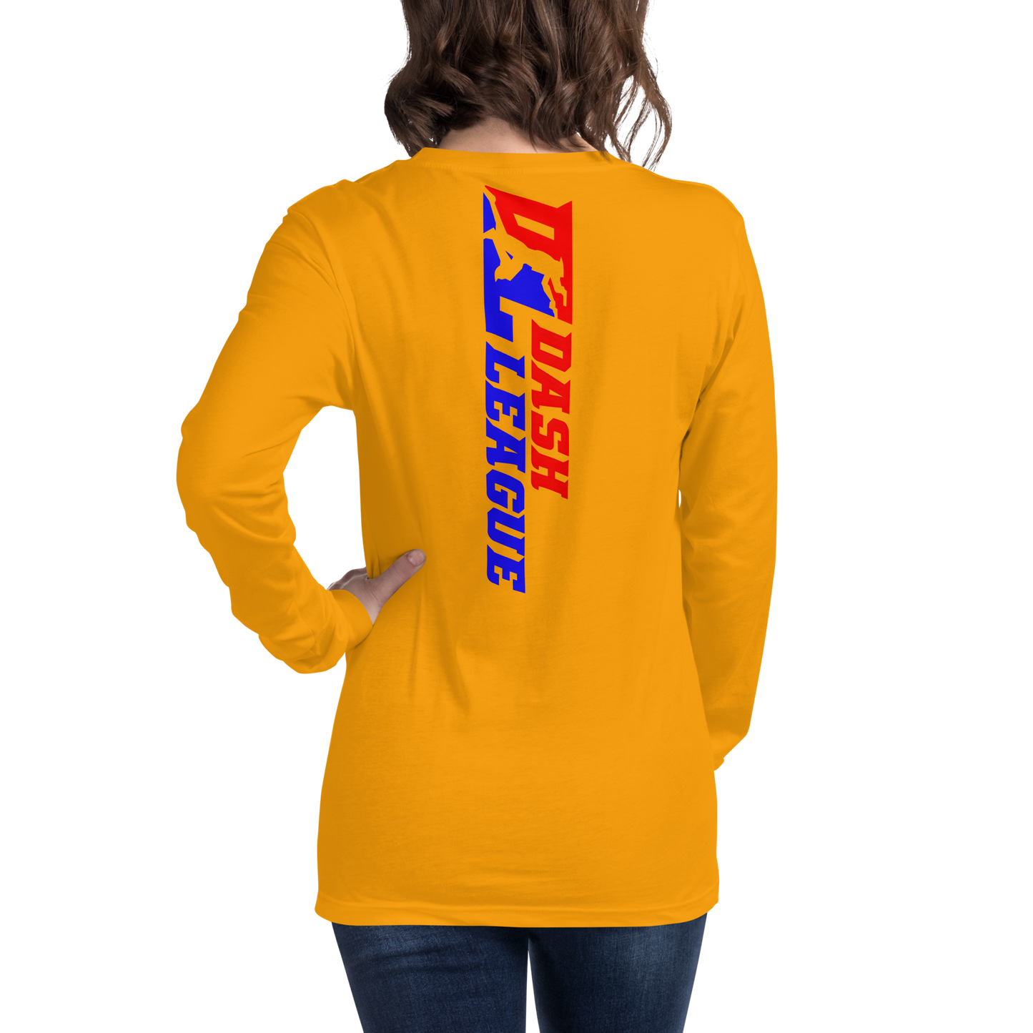 Camisa unisex de manga larga con logotipo DL de color ancho (delante y detrás)