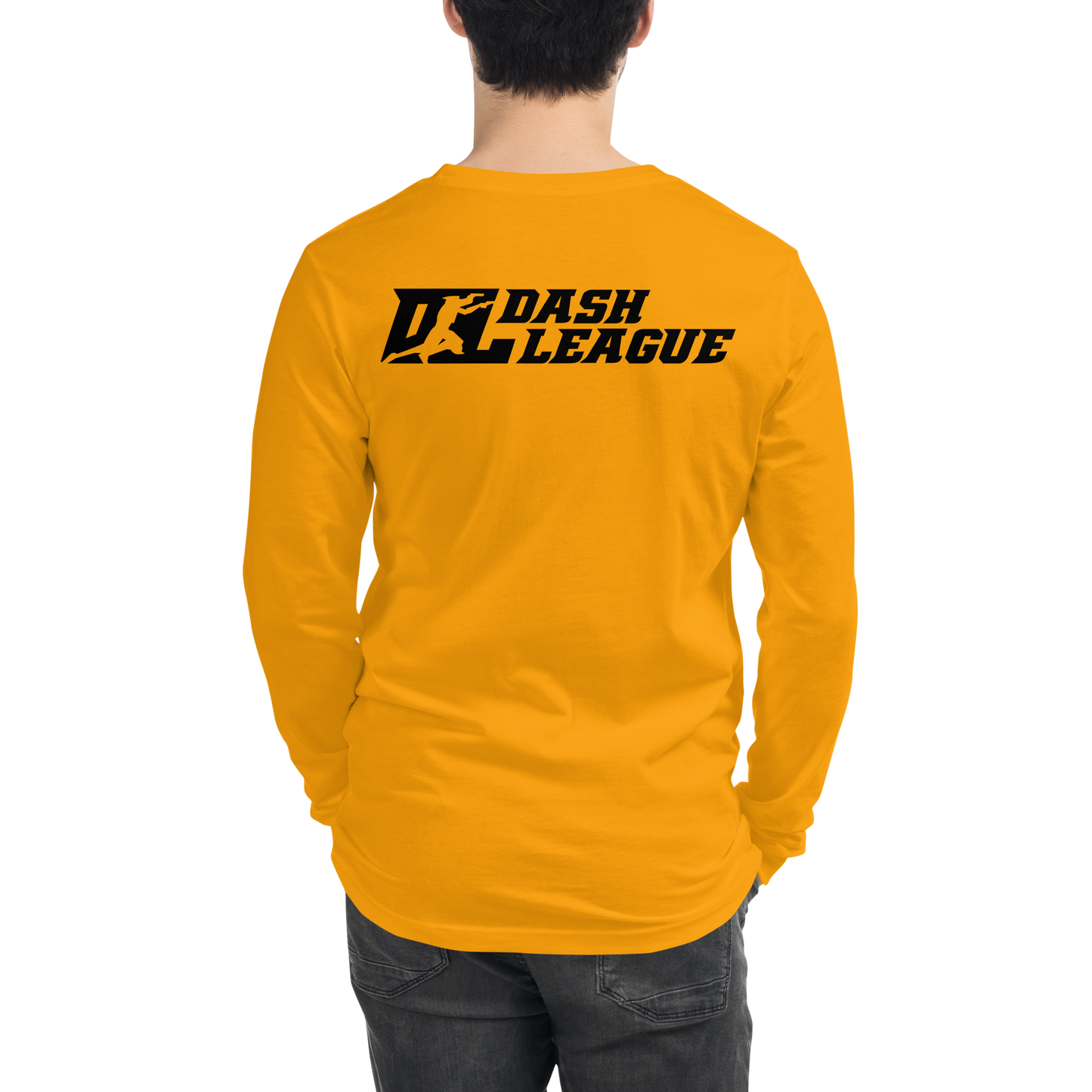Camisa unisex de manga larga con logotipo DL de contorno negro (parte delantera y trasera)