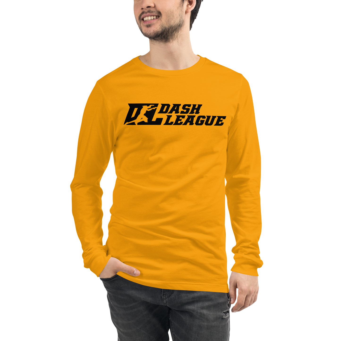 Camisa unisex de manga larga negra con logotipo DL ancho