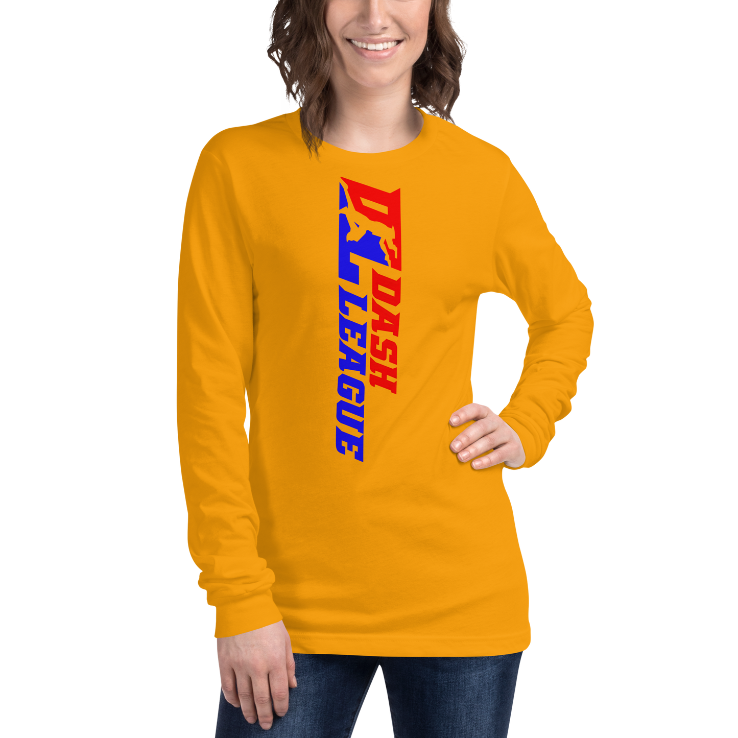 Camisa unisex de manga larga con logotipo DL de color ancho (delante y detrás)