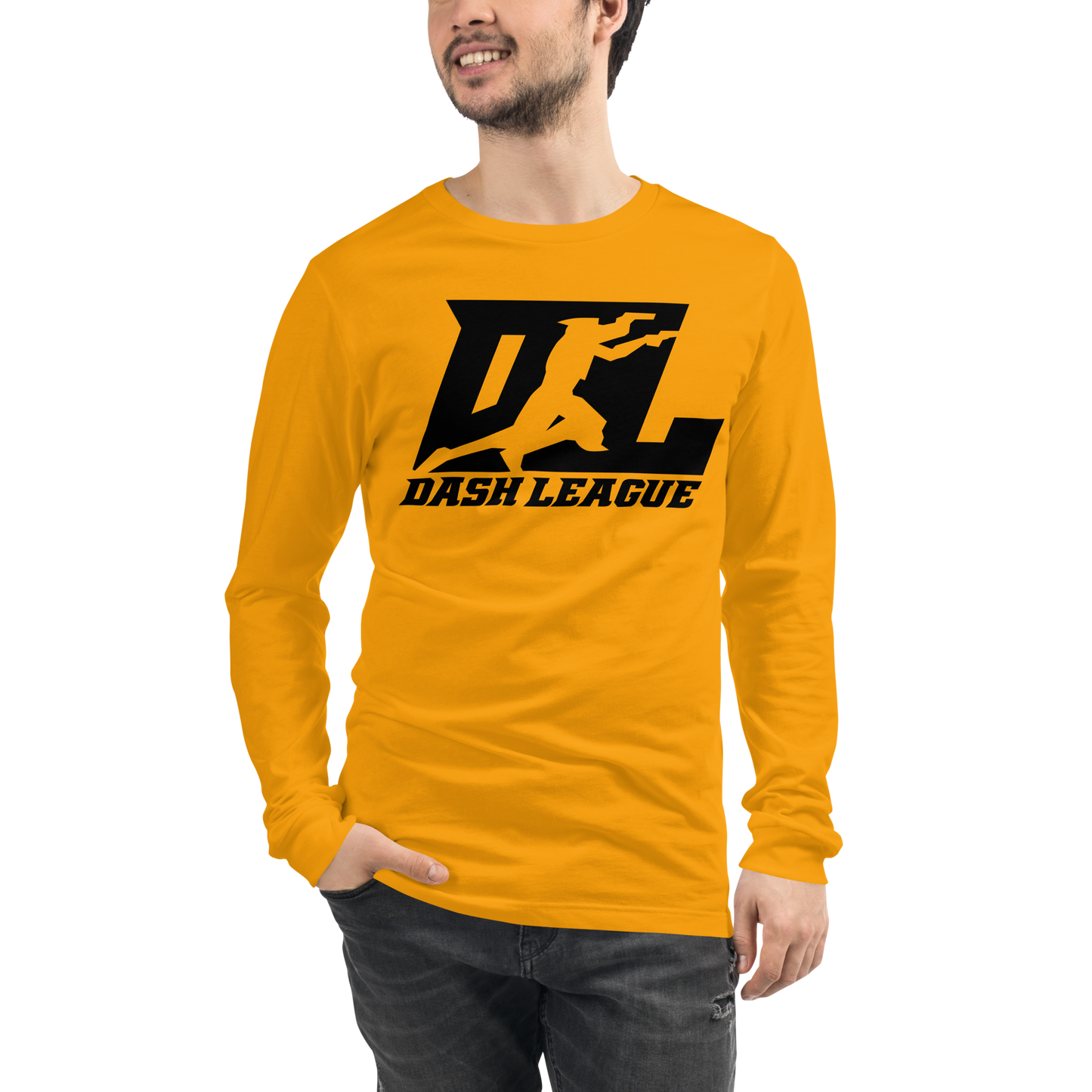 Camisa unisex de manga larga negra con logotipo DL