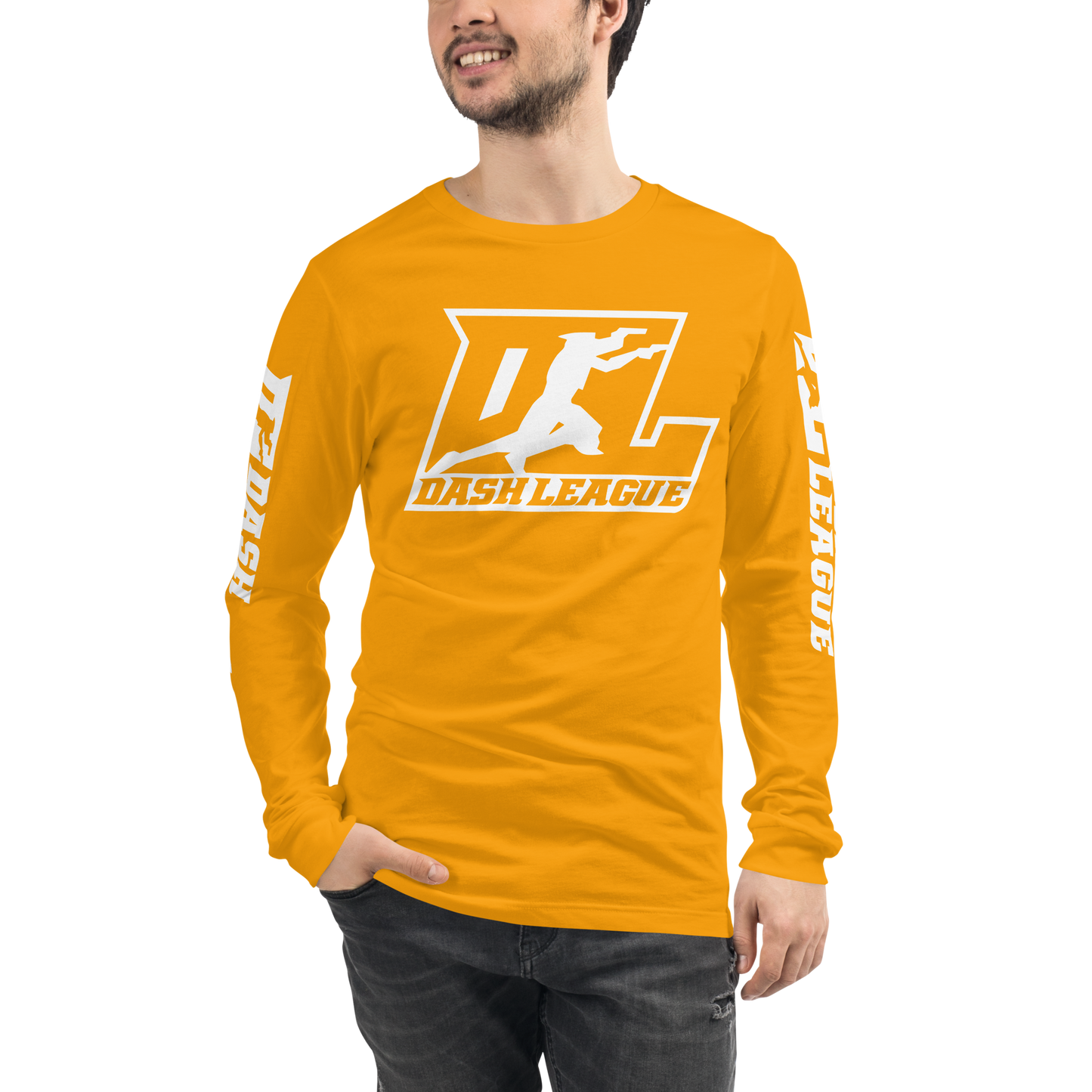 Long Sleeve Shirt White Outline DL Logo (Front+Sleeves)