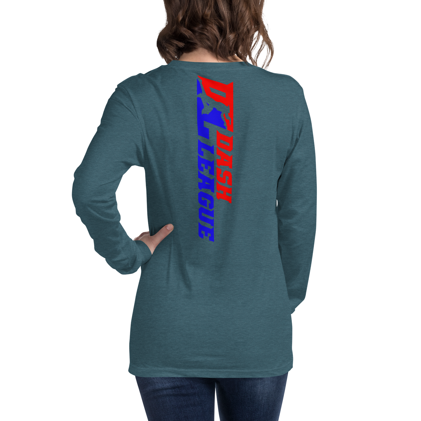Camisa unisex de manga larga con logotipo DL de color ancho (delante y detrás)