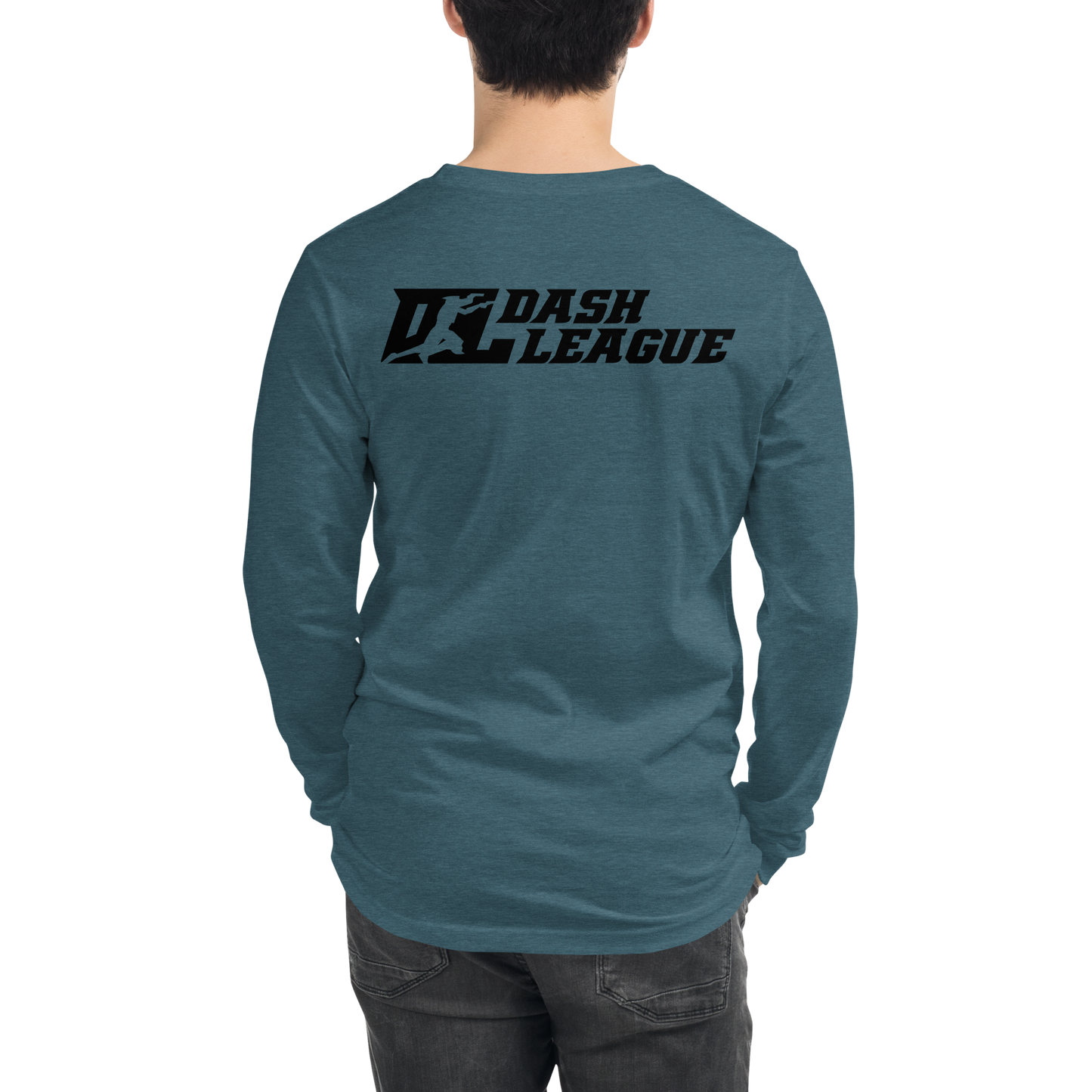 Camisa unisex de manga larga con logotipo DL de contorno negro (parte delantera y trasera)