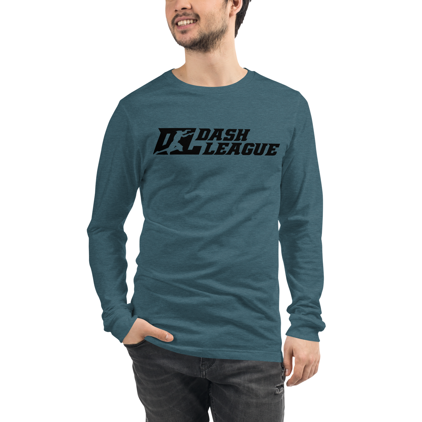 Camisa unisex de manga larga negra con logotipo DL ancho