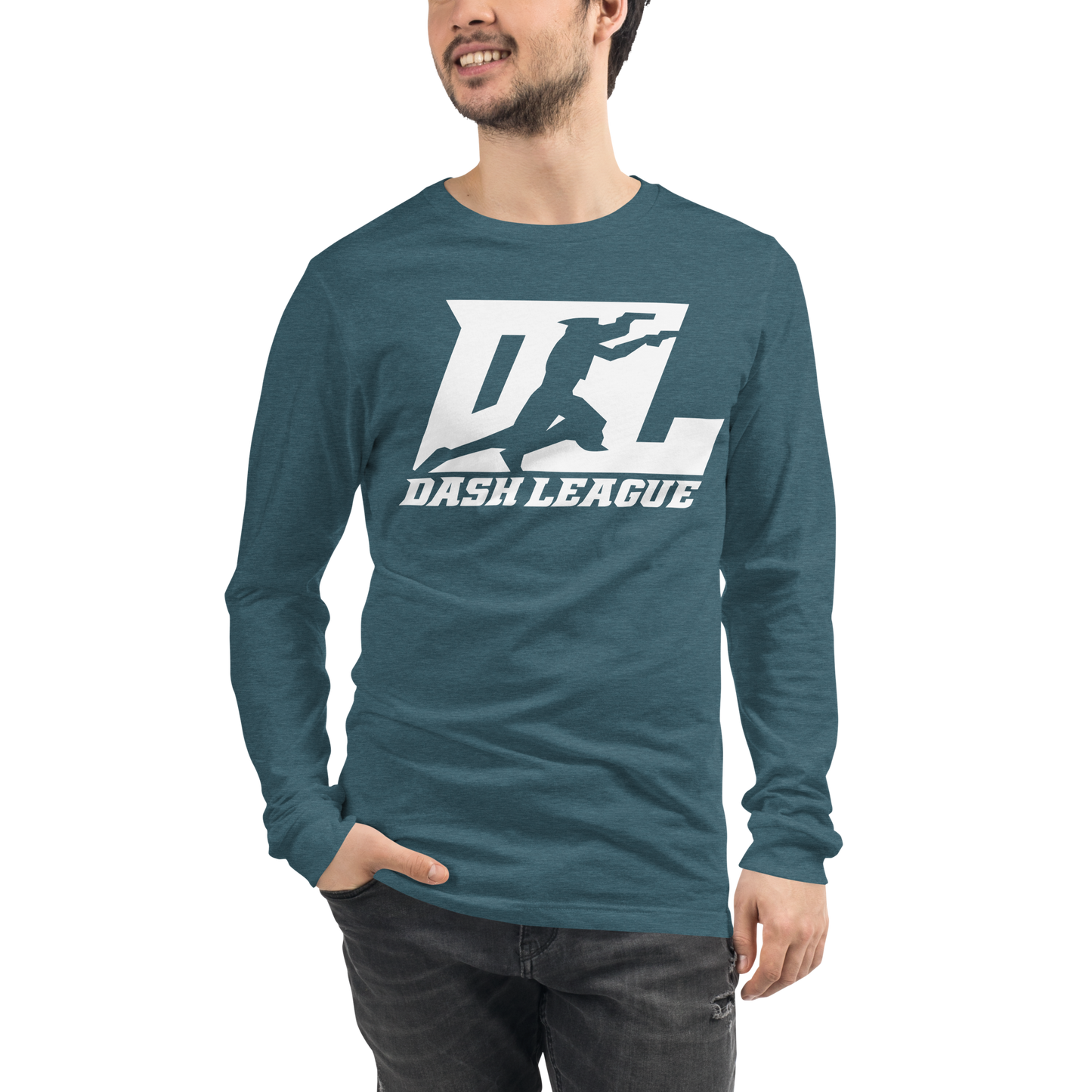 Camisa unisex de manga larga blanca con logotipo DL