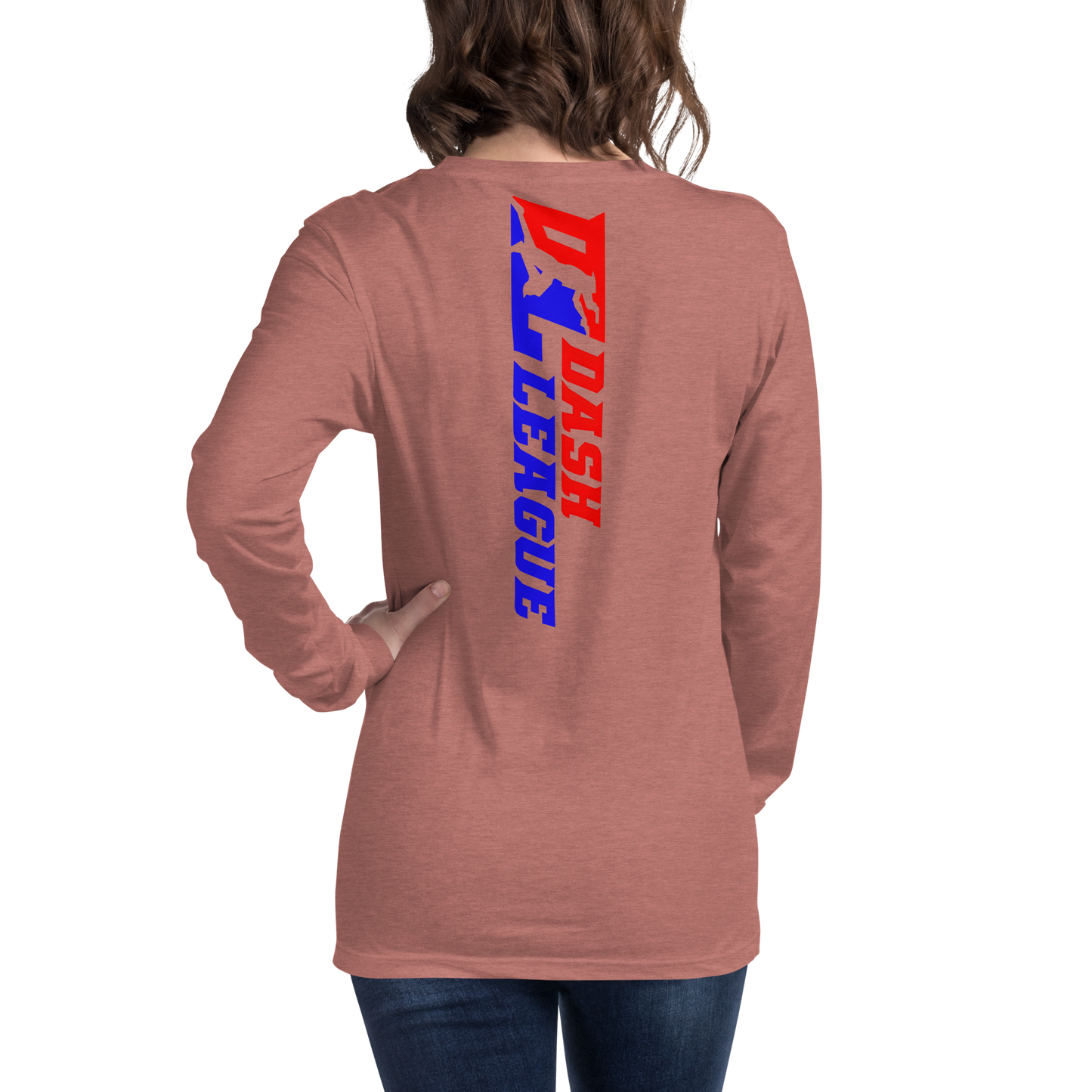 Camisa unisex de manga larga con logotipo DL de color ancho (delante y detrás)