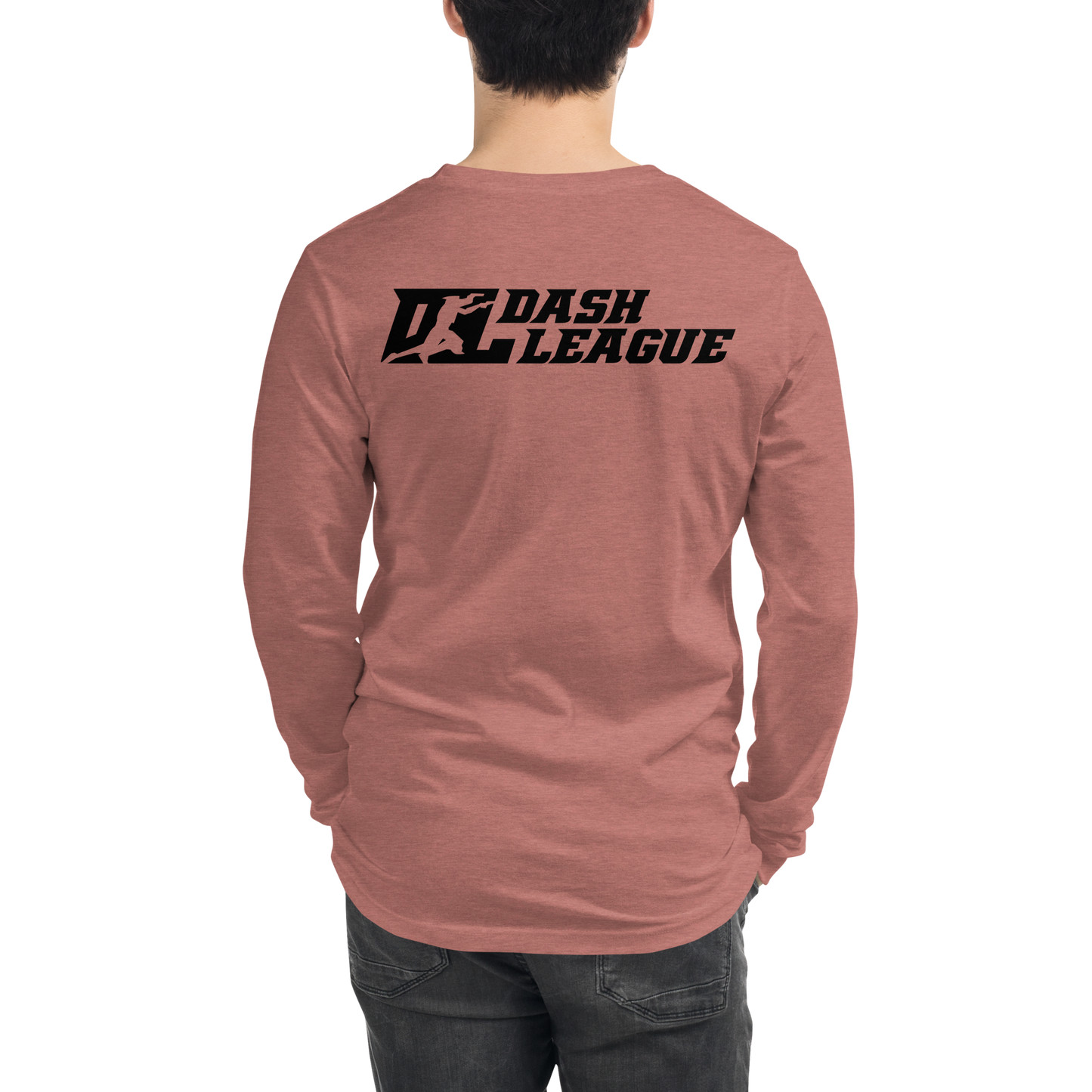 Camisa unisex de manga larga con logotipo DL de contorno negro (parte delantera y trasera)