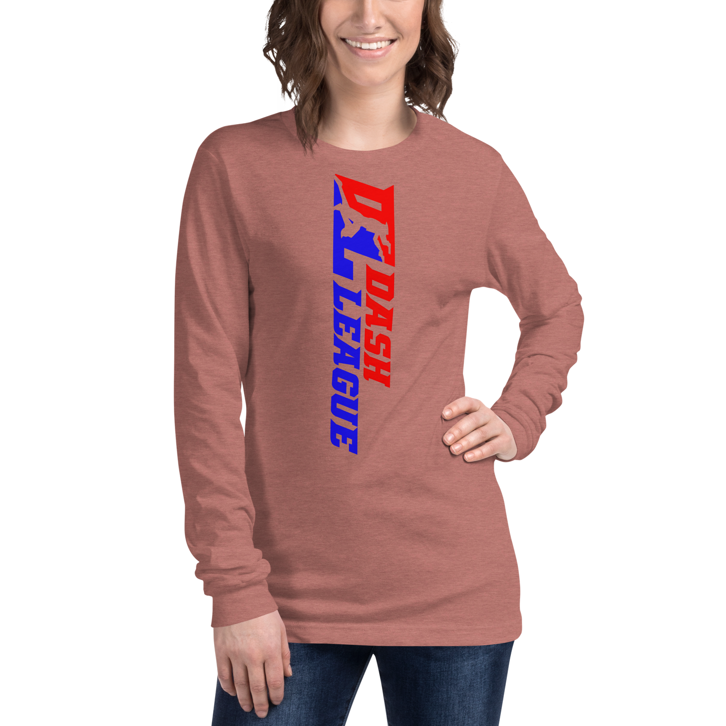 Camisa unisex de manga larga con logotipo DL de color ancho (delante y detrás)