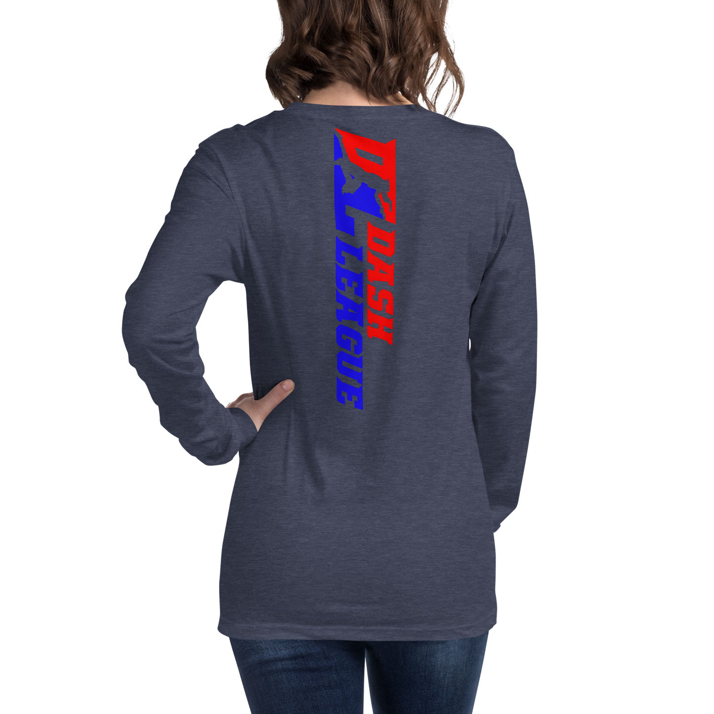 Camisa unisex de manga larga con logotipo DL de color ancho (delante y detrás)