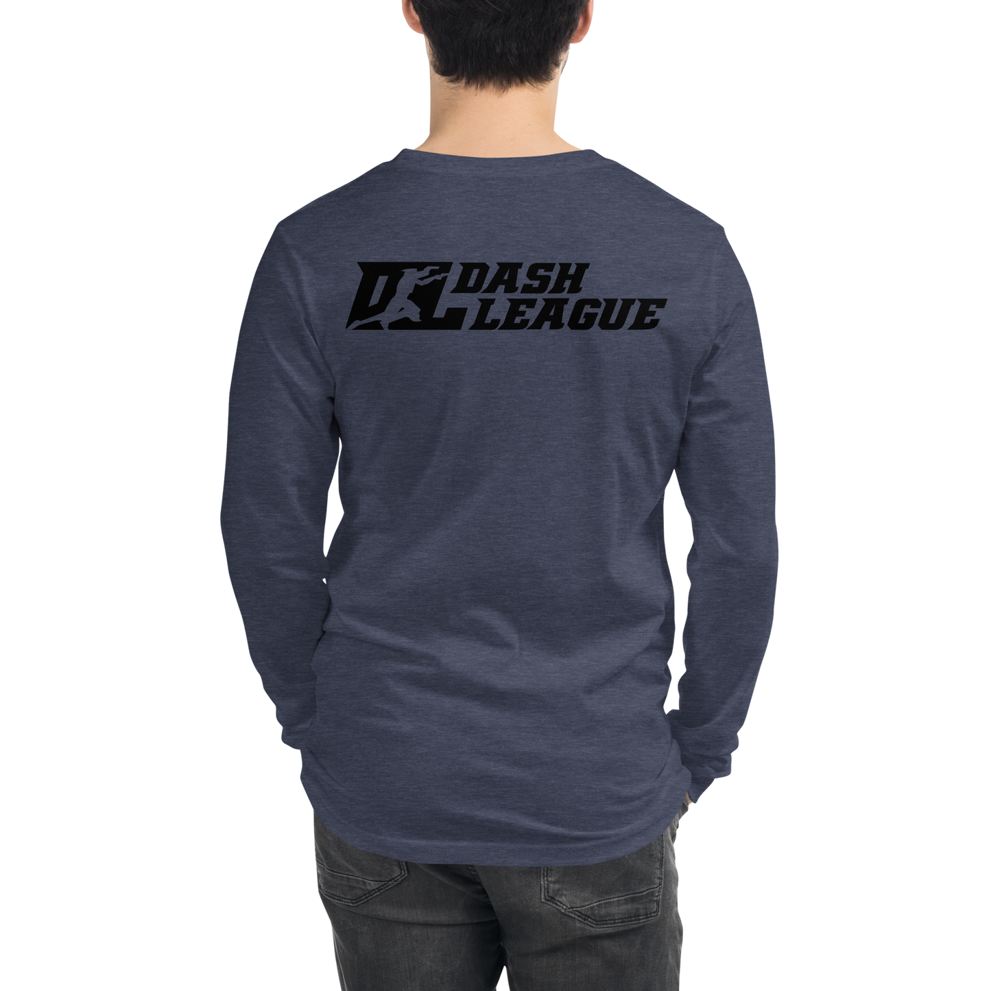 Camisa unisex de manga larga con logotipo DL de contorno negro (parte delantera y trasera)