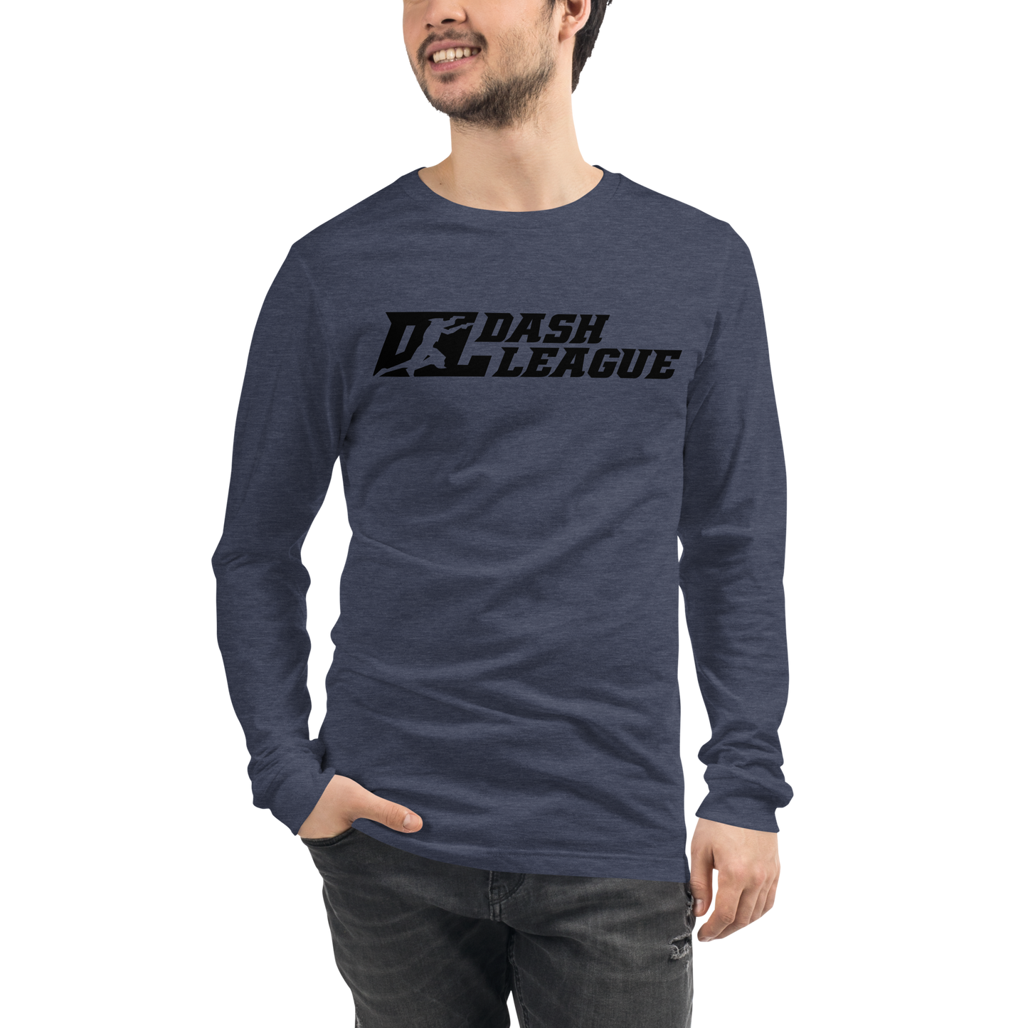 Camisa unisex de manga larga negra con logotipo DL ancho