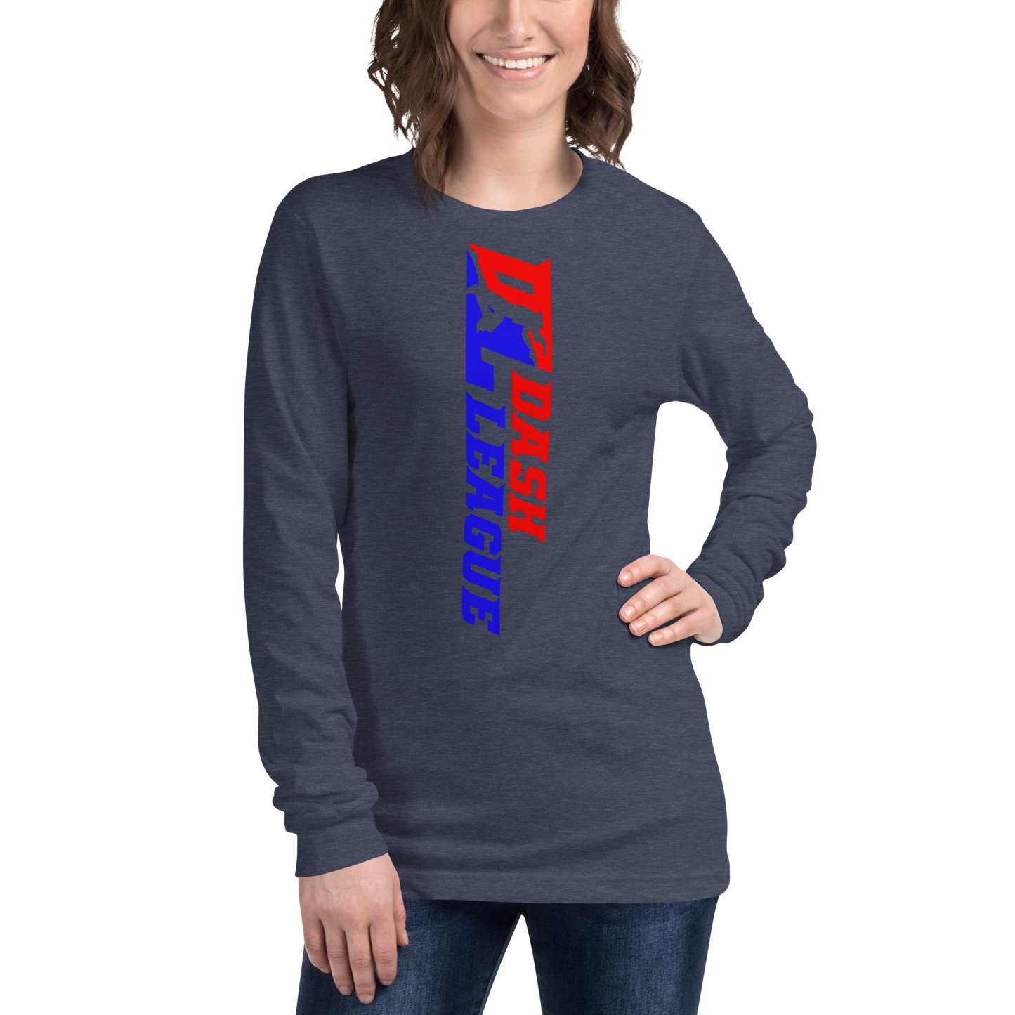 Camisa unisex de manga larga con logotipo DL de color ancho (delante y detrás)