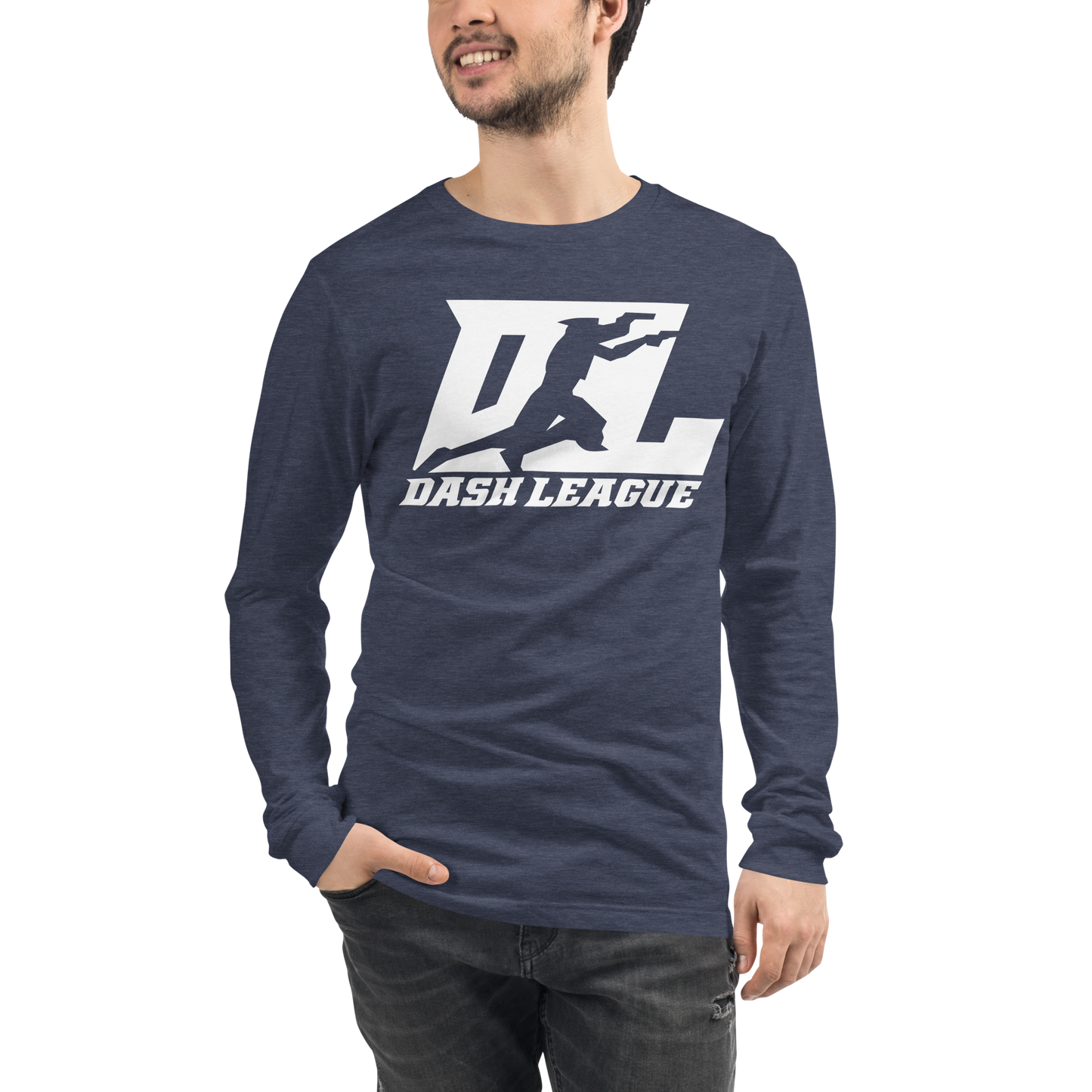 Camisa unisex de manga larga blanca con logotipo DL