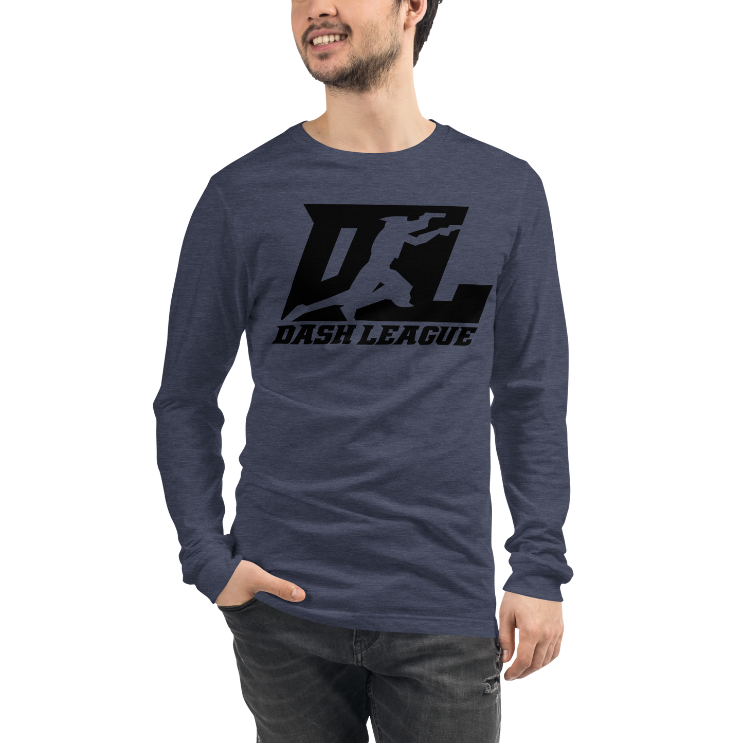 Camisa unisex de manga larga negra con logotipo DL
