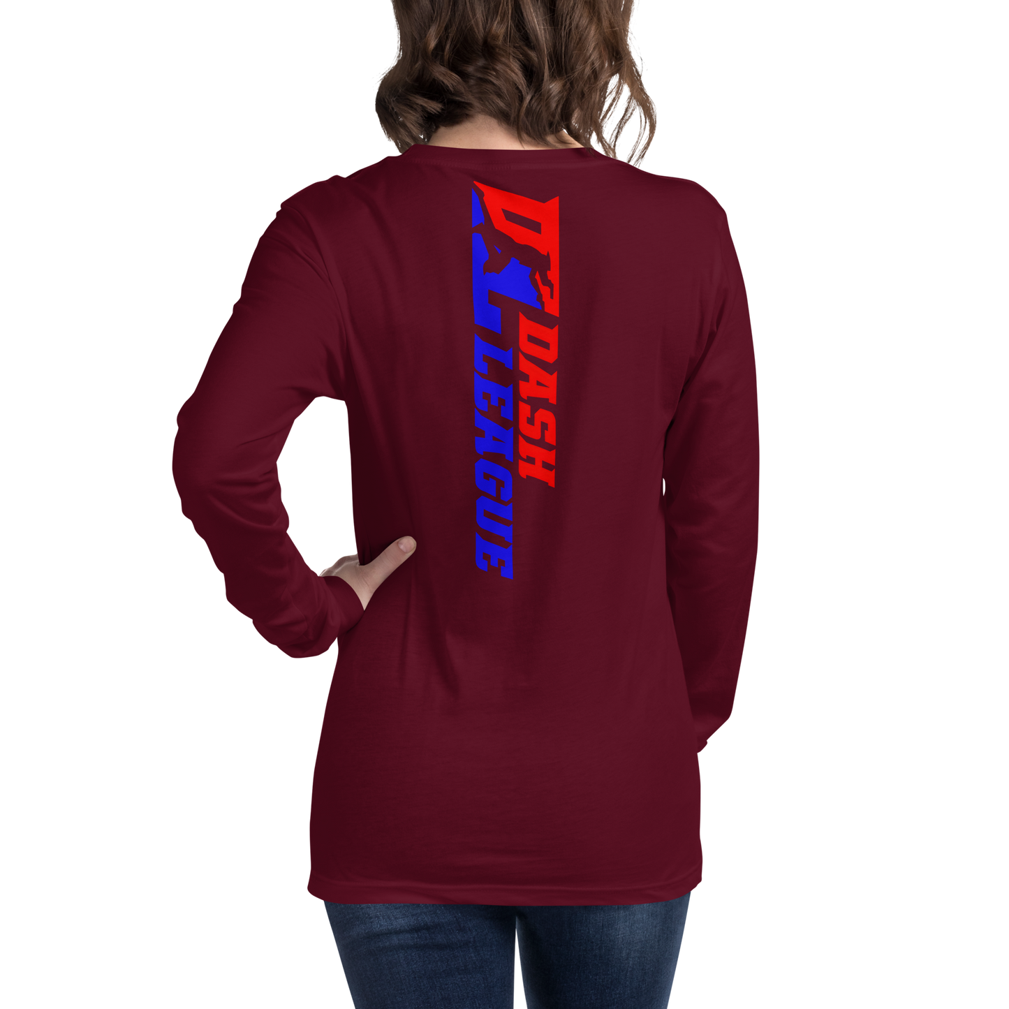 Camisa unisex de manga larga con logotipo DL de color ancho (delante y detrás)