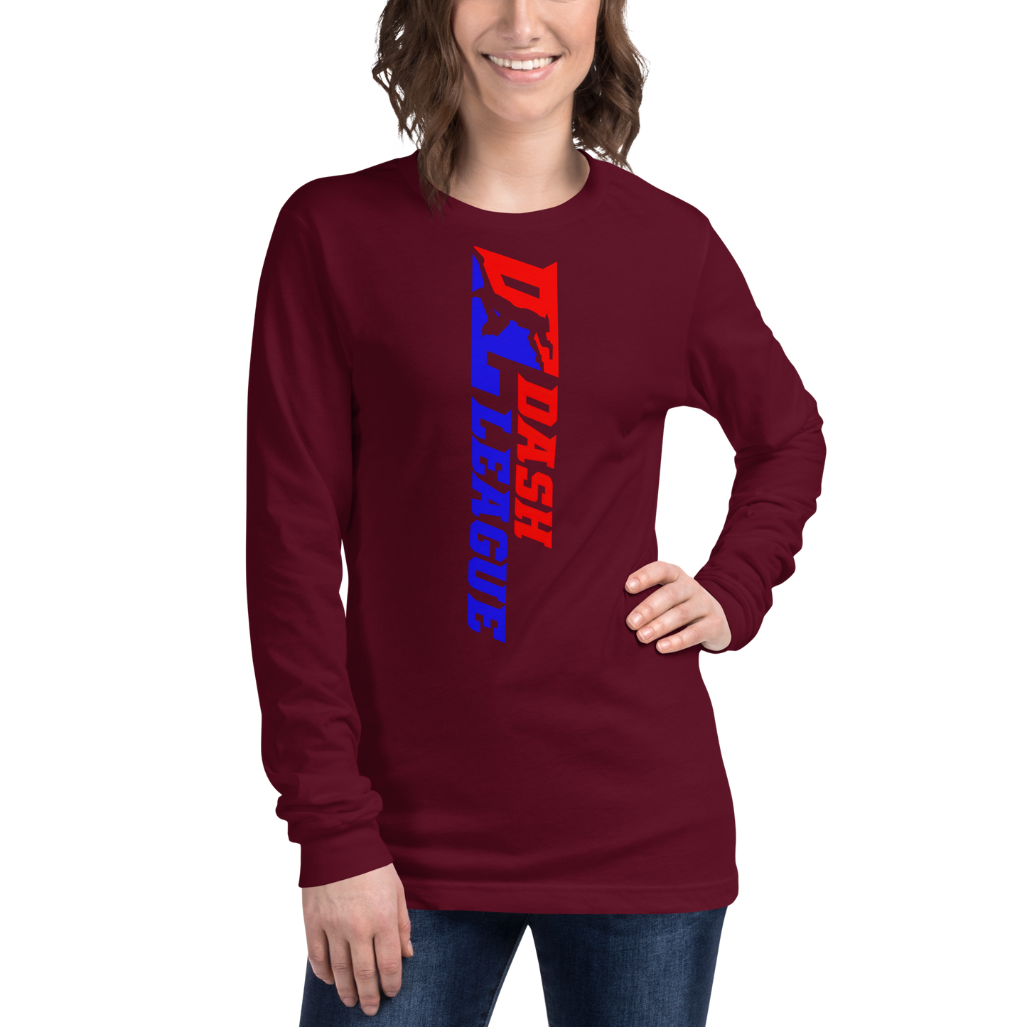 Camisa unisex de manga larga con logotipo DL de color ancho (delante y detrás)
