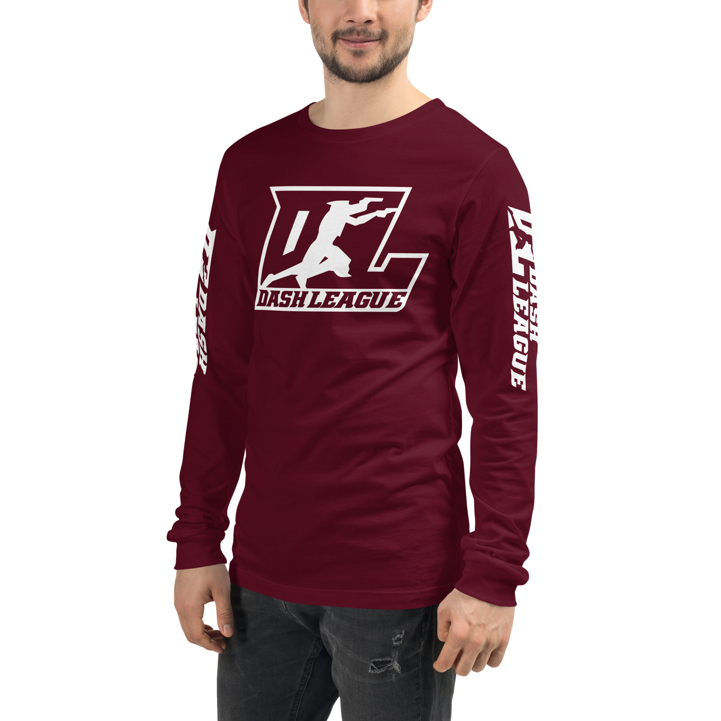 Long Sleeve Shirt White Outline DL Logo (Front+Sleeves)